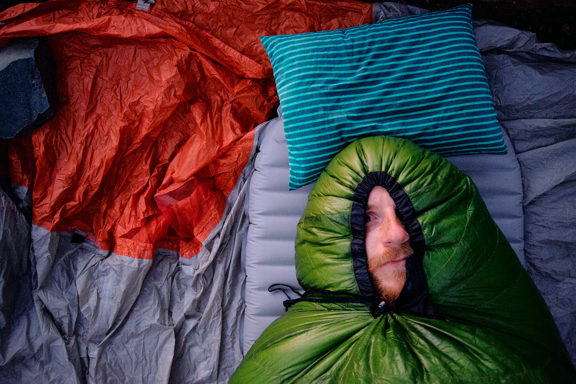 Lebowski quality controls some new cold-weather sleep gear before bed. | 6/19/19 Mile 716.5, 7,832' 
