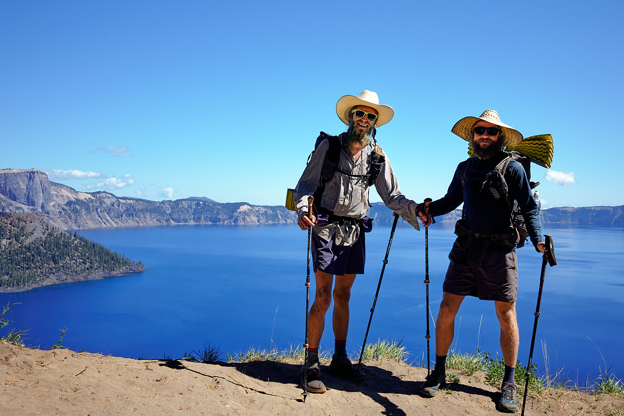  Lebowski and I pose on the rim of Crater Lake, the deepest lake in the United States. | 8/30/19 Mile 1,823.0, 6,093' 