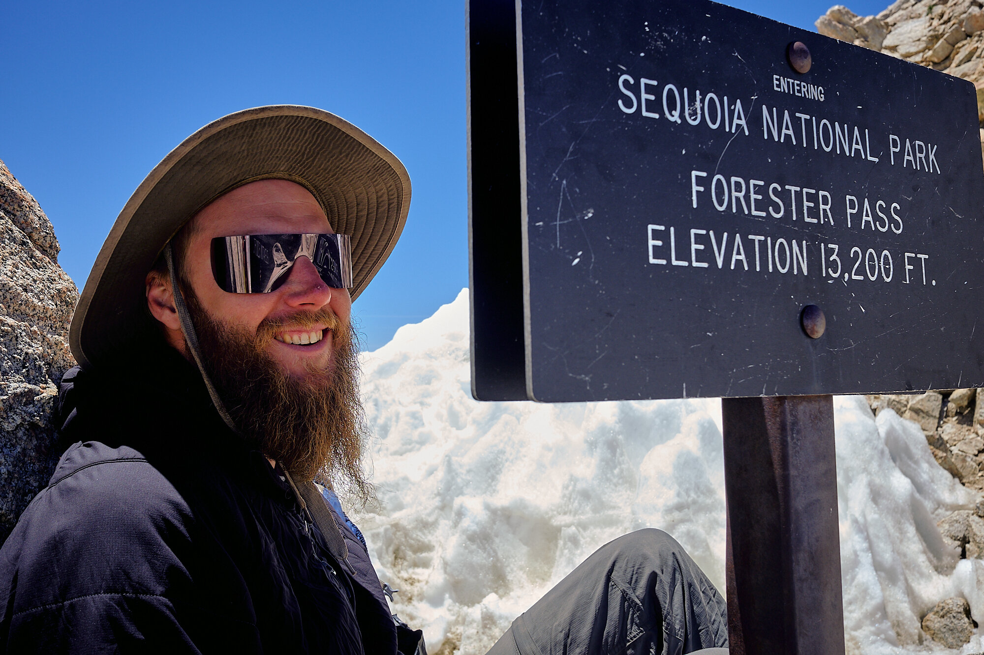  Downhill sporting some killer shades on Forester Pass, the boundary between Kings Canyon and Sequoia National Parks. Forester Pass is the highest point on the PCT. | 6/27/19 Mile 779.5, 13,200' 