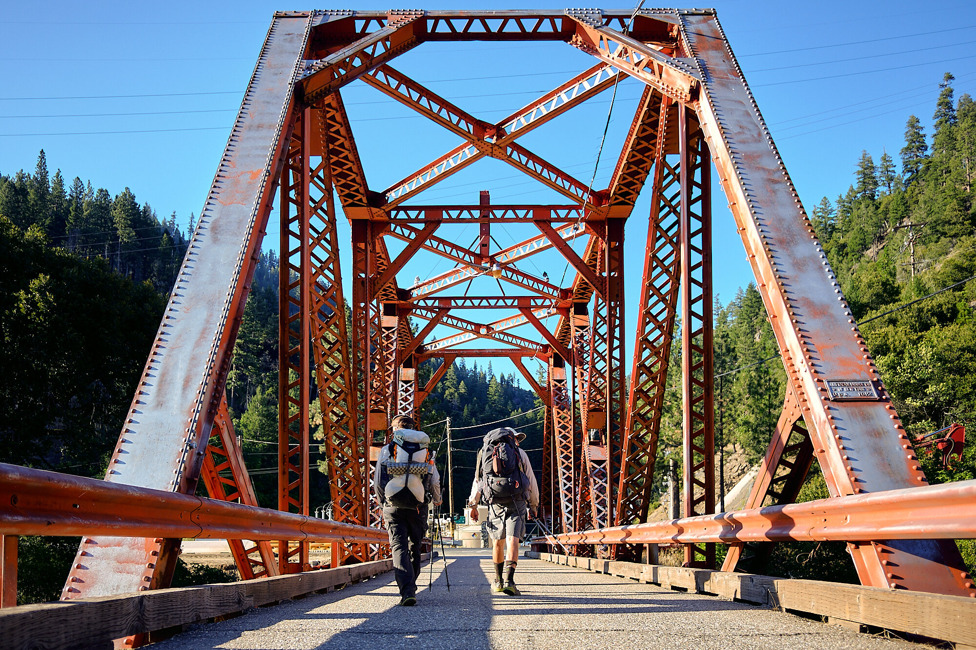  Mark and Paul cross the Belden bridge on their section hike with me. | 8/3/19 Mile 1,286.8, 2,210' 