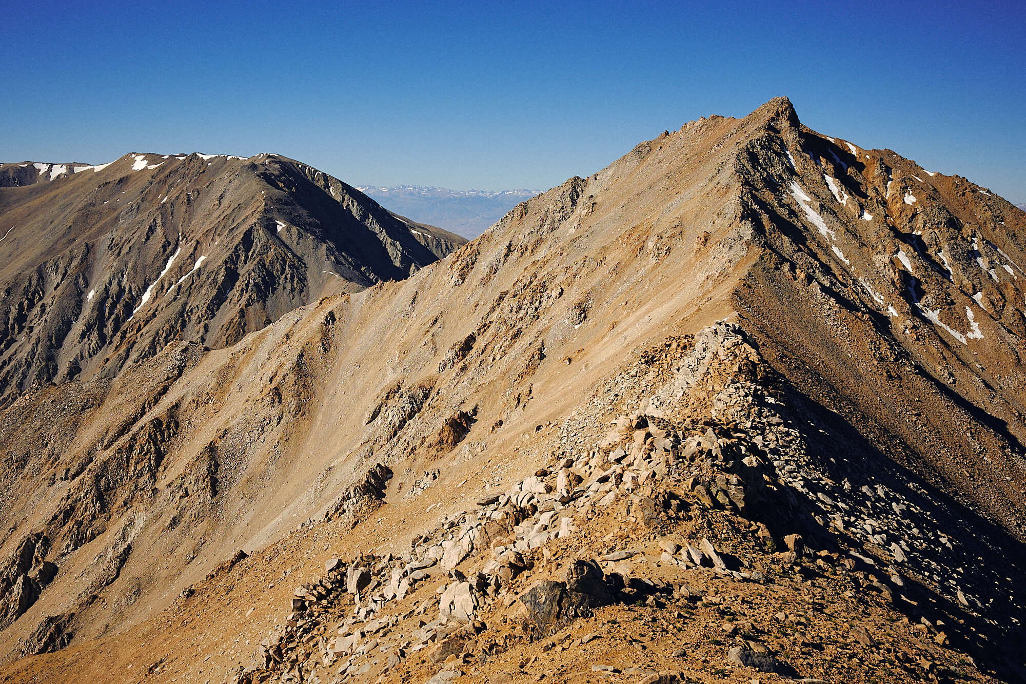  The view east into California from Boundary Peak, the highest in Nevada at 13,146’. The Sierra is visible in the background across Owens Valley. | 7/9/20 Esmeralda County, NV 