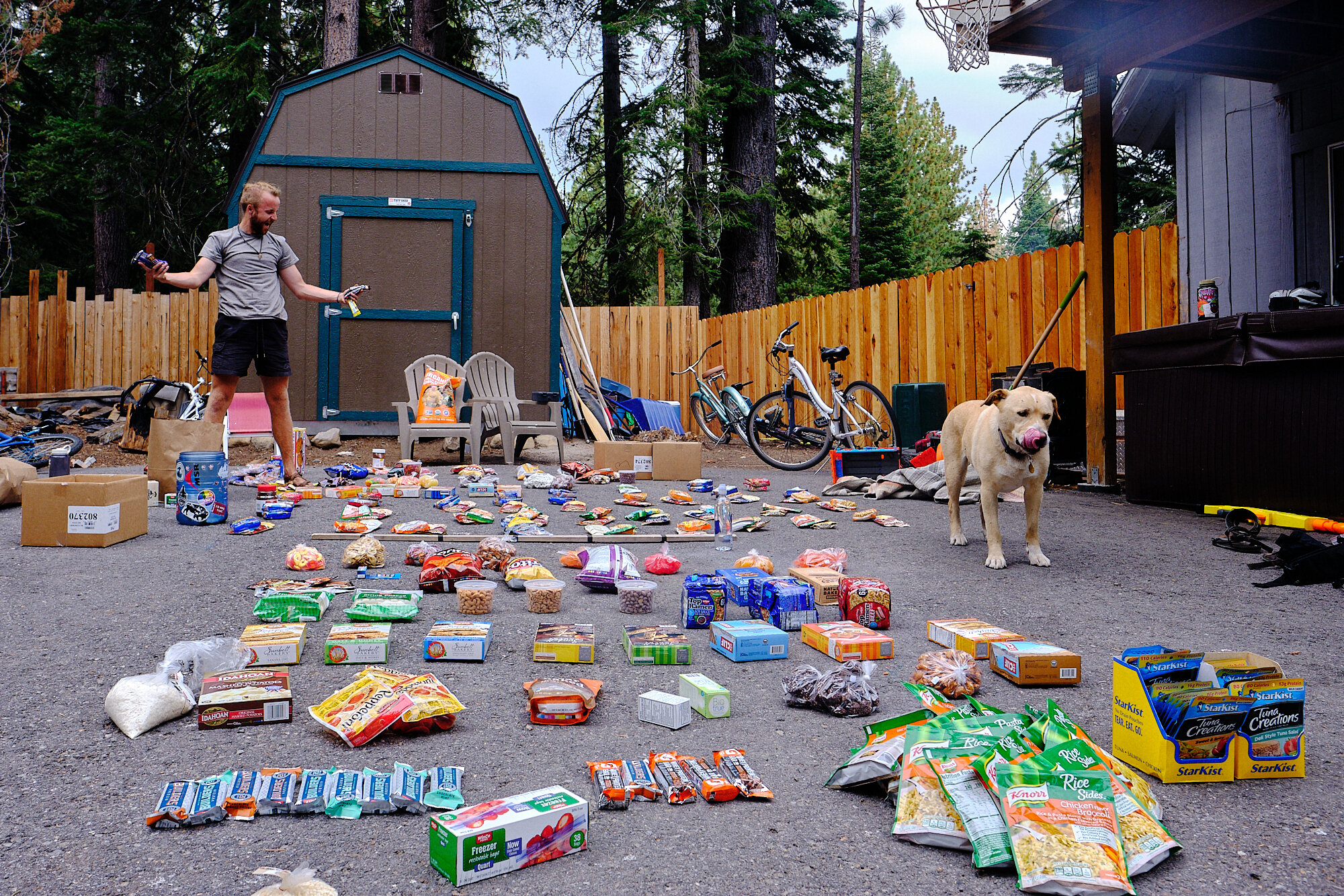  Due to COVID-19, as well as the remote nature of the Grand Sierra Traverse, hitchhiking into town wasn't an option for resupply. Lebowski and I ended up buying a months worth of food ahead of time and orchestrated food drops in trailhead bear boxes 