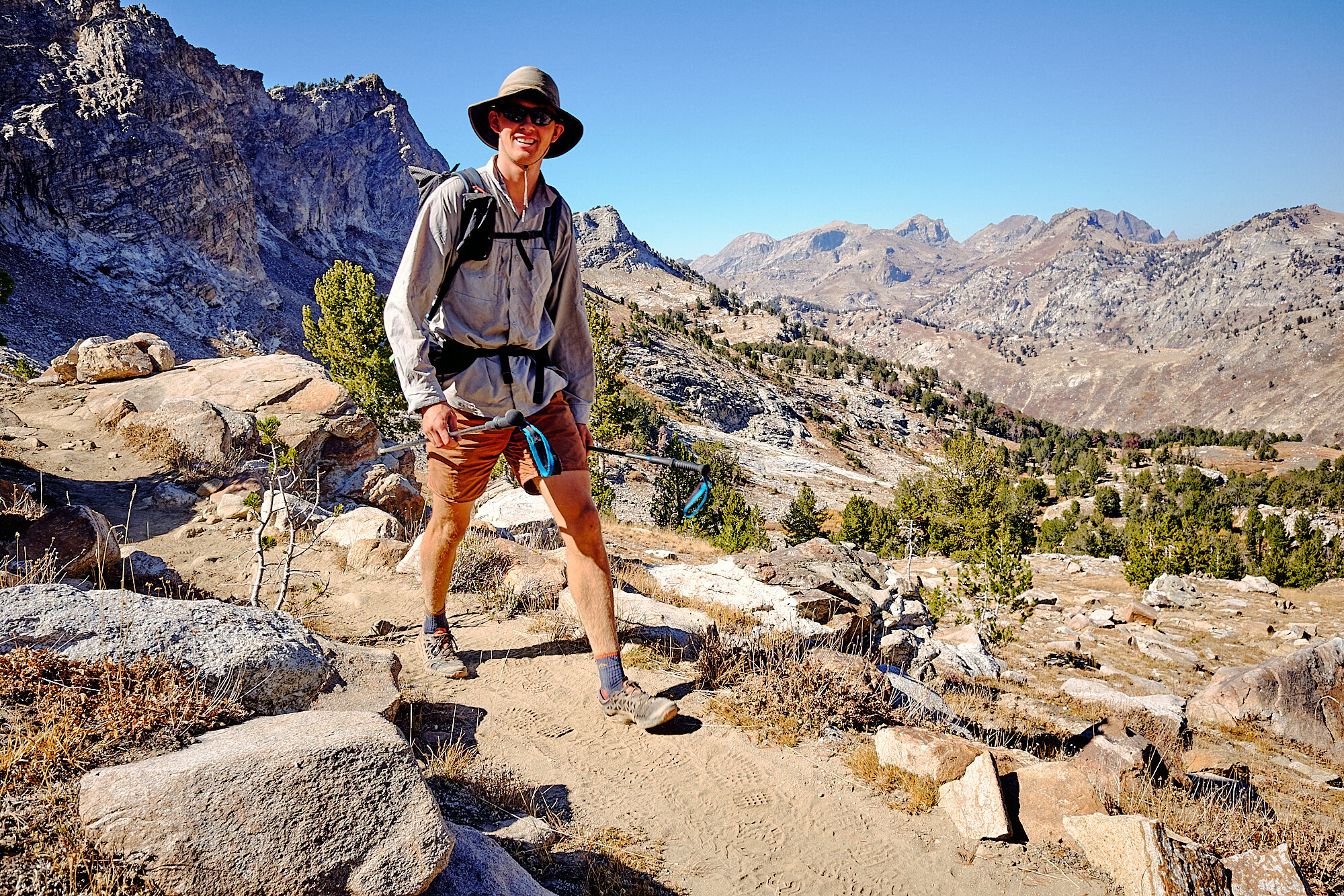  Bjorn, eager to get off the trail to scramble up the ridge and down the other side to our car. Equally exciting was the the promise of burritos, since he brought only powdered milk and granola to fuel him for 36 miles. | 10/4/20 Ruby Crest Trail, NV