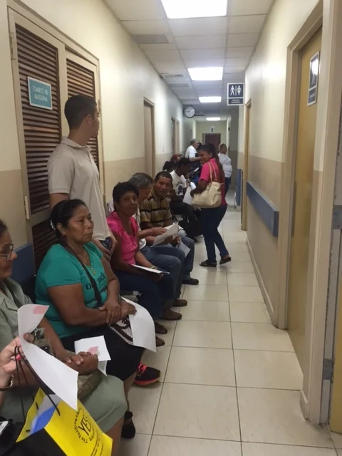 People patiently awaiting their visit with the Eye Doctor. 