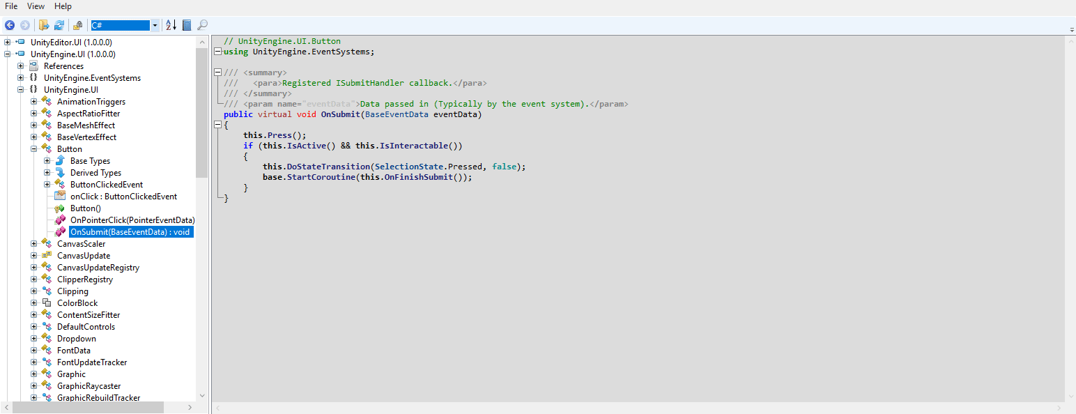 Using ILSpy to toggle between the C# code and compiled IL code.