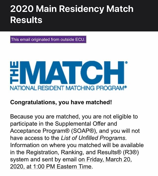 Love hearing from all my students. I am proud of you. You worked hard. You hustled. You conquered. Now enjoy the price... 🎤 #residency #matchday2020