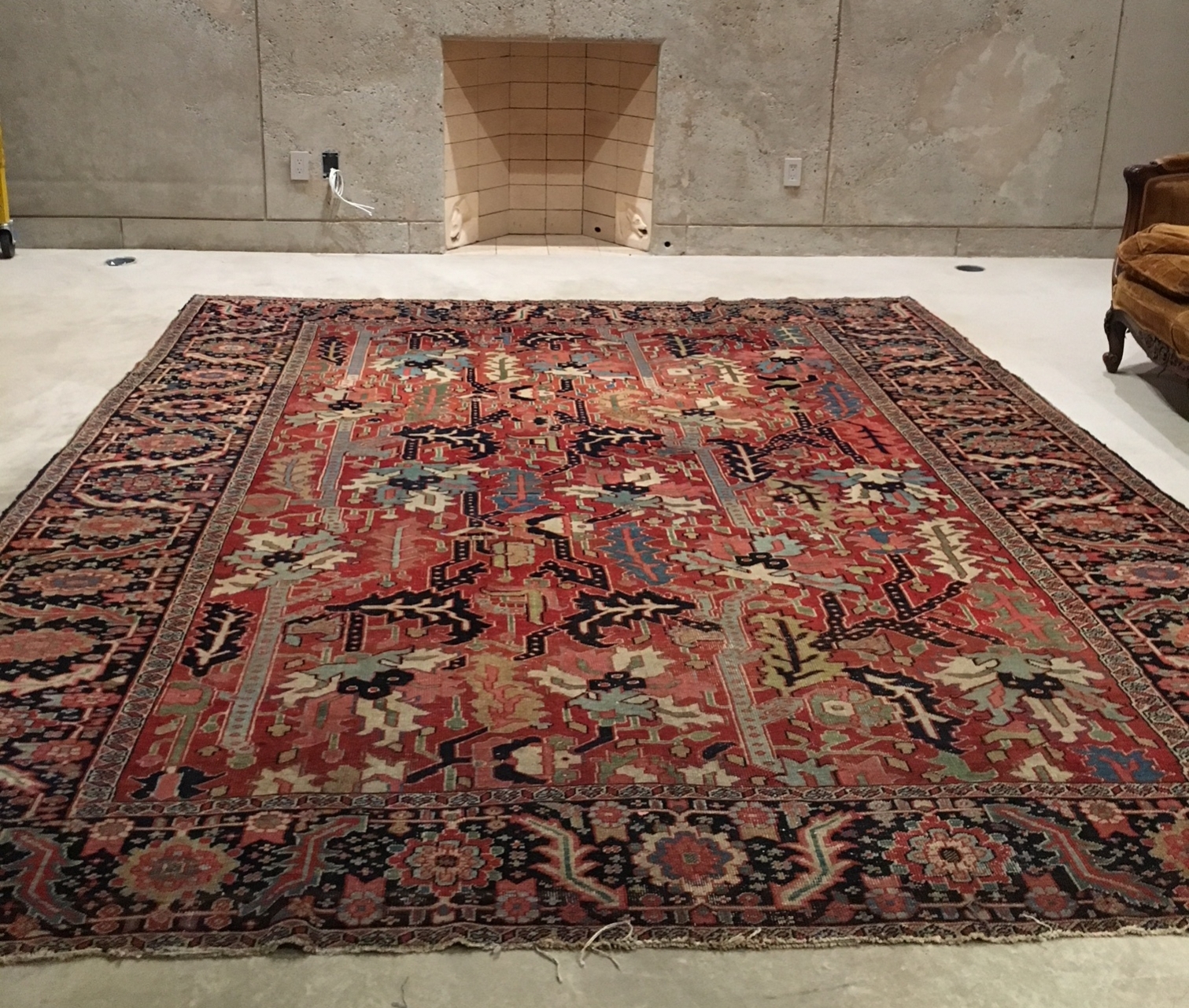 2'7 x 3'6 Antique 19th Century Agra scatter rug #2231 / 3x4 Vintage Rug -  Blue Parakeet Rugs