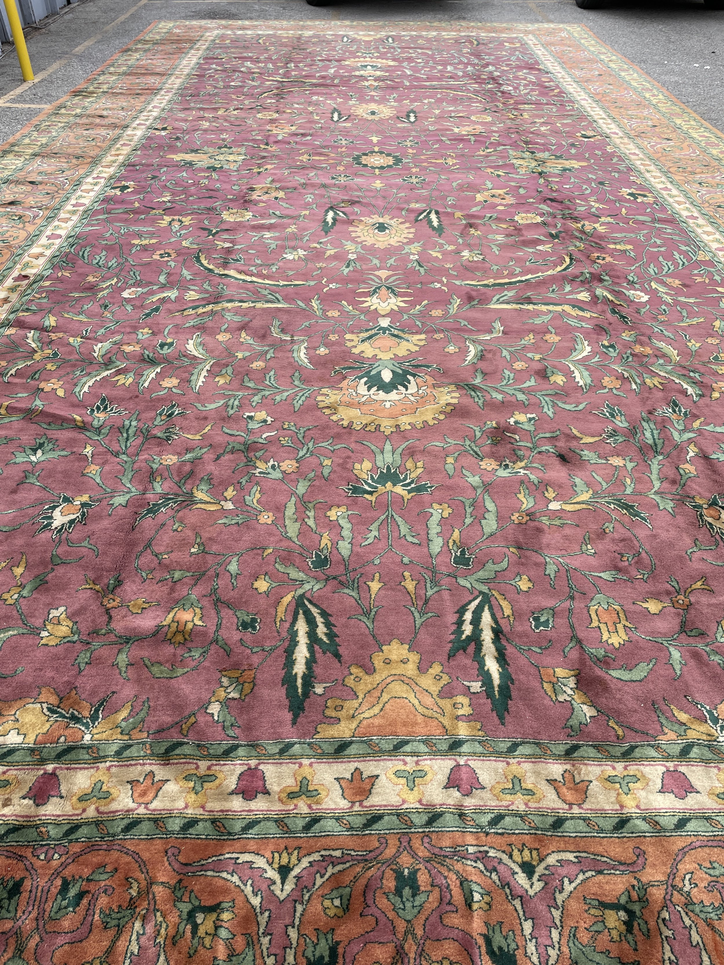 17x34 Late 19th Century Blush Muave Agra Rug