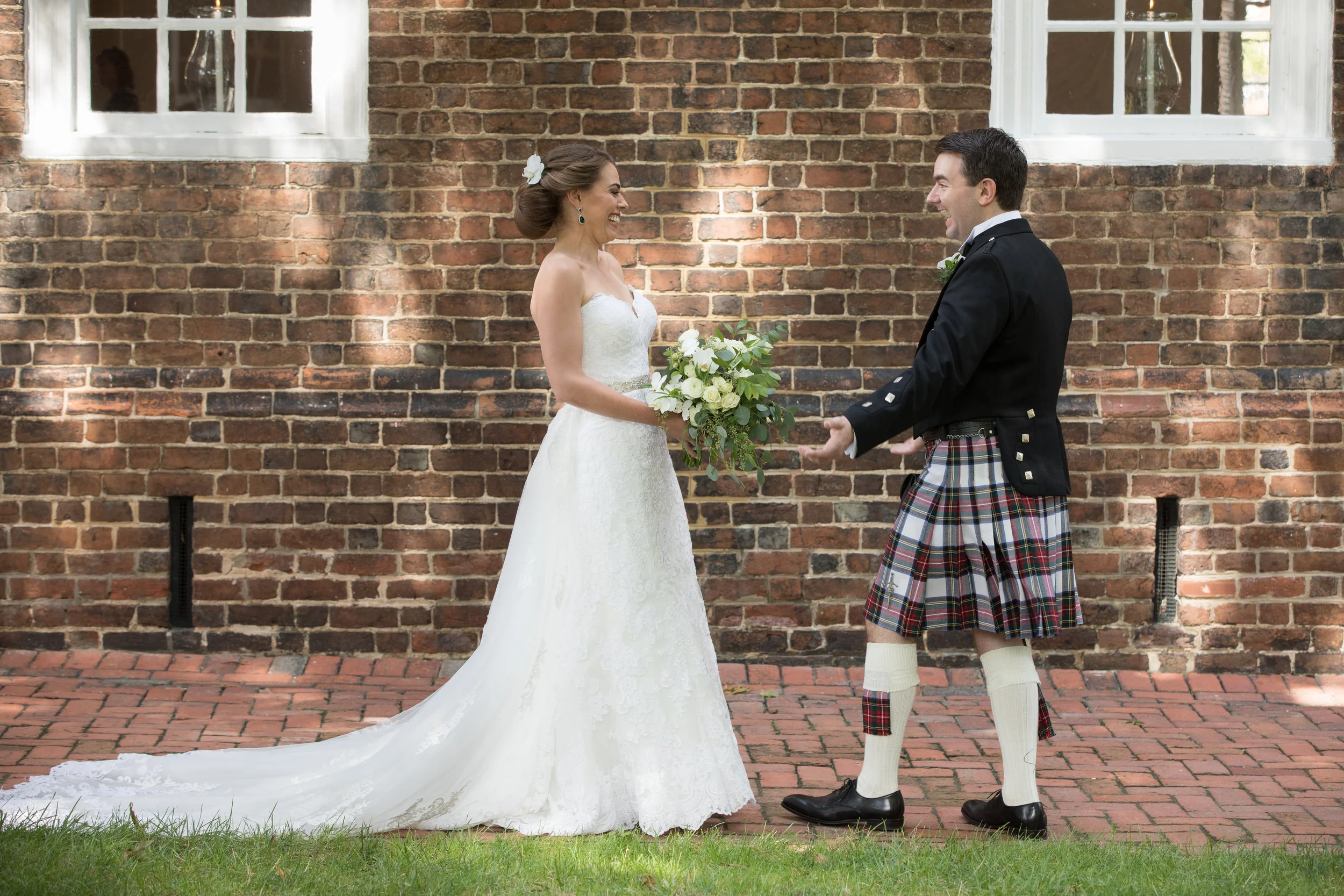Sarah+Keith on the grounds of historic Christ Church in Old Town, Alexandria. The church opened its doors to parishioners in 1773 - including the future president George Washington - just before the start of the American Revolution.