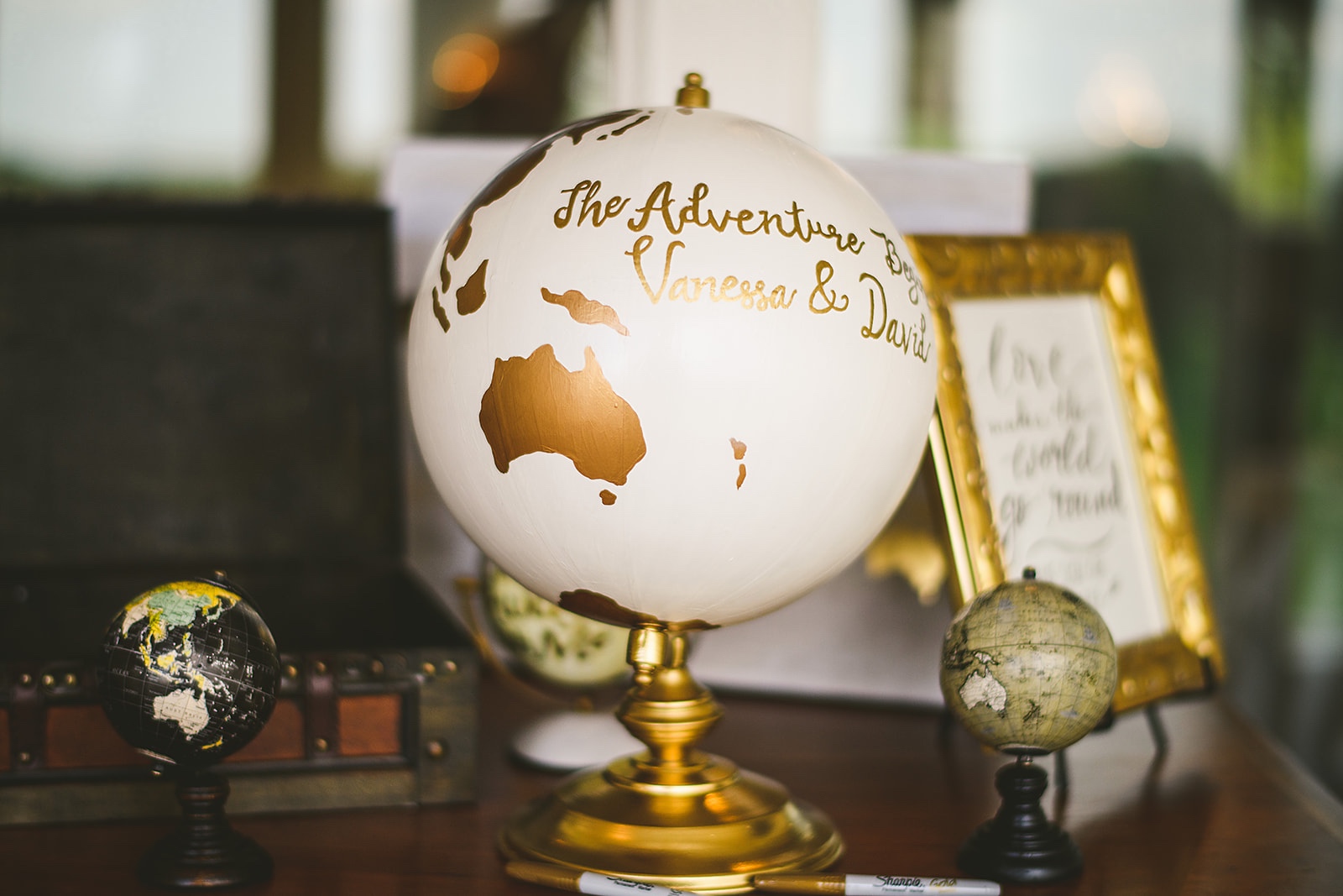  Atelier Ashley Flowers + Sam Hurd Photography + Washington Golf and Country Club + Diamond and Pearl Wedding + wedding globe + globe 