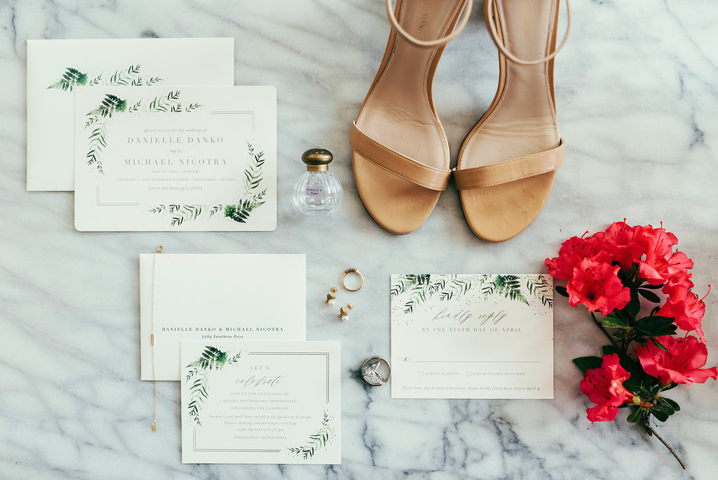  Atelier Ashley Flowers + Woodlawn + Pope Leighhey House + Anna Reynal Photography + DC Weddings + DC Florist + flat lay + statonary + wedding shoes 