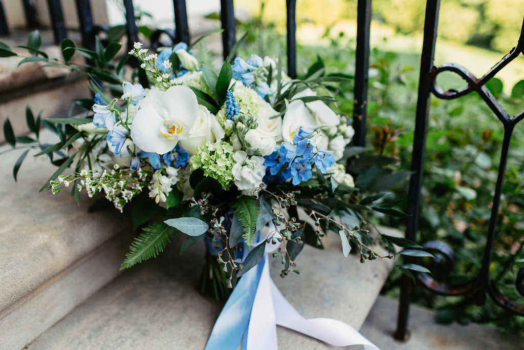  Atelier Ashley Flowers + Woodlawn + Pope Leighhey House + Anna Reynal Photography + DC Weddings + DC Florist + bridal bouquet + dusty blue + dusty blue flowers + blue and white + mansion wedding 