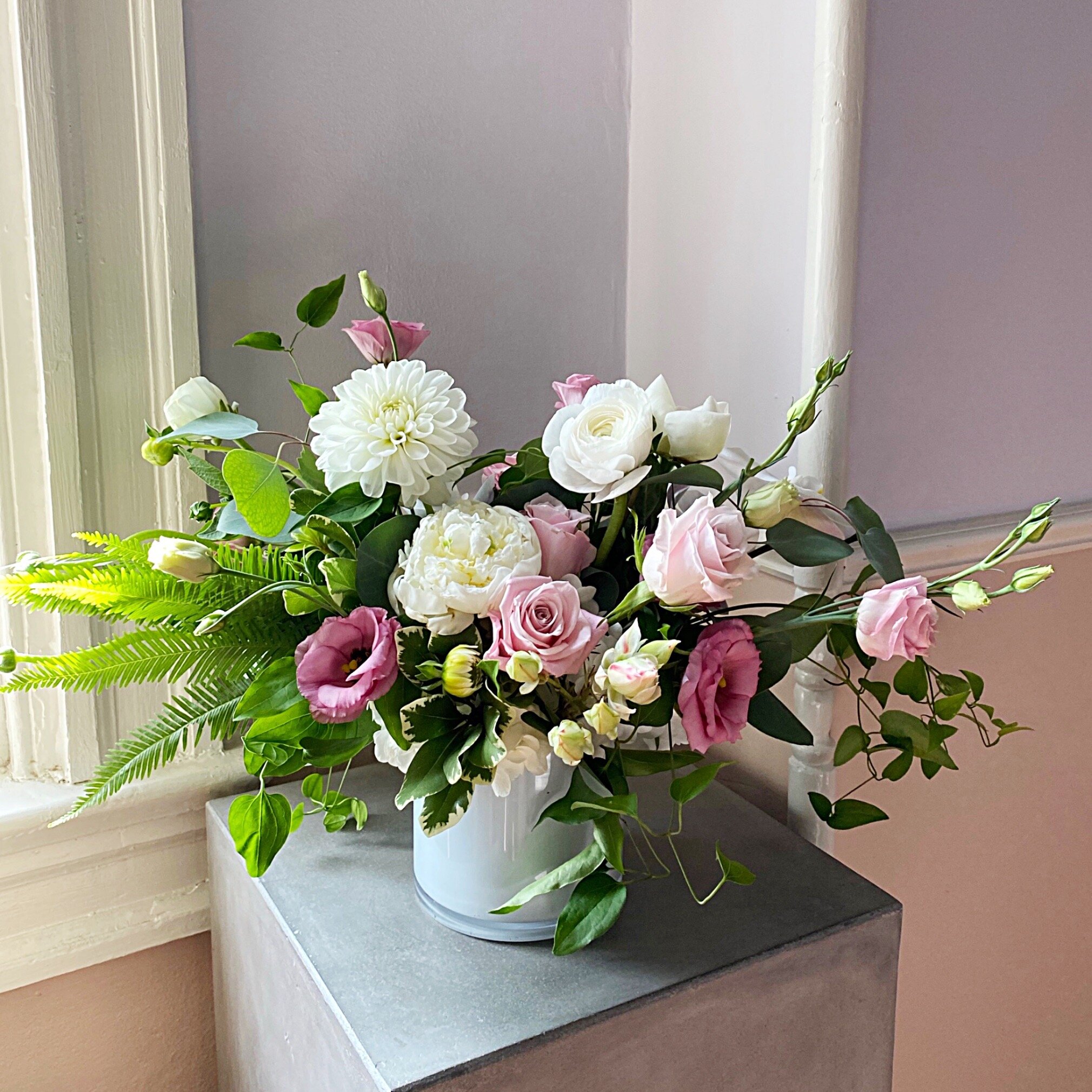 Airy White and Pink flowers with greenery - Atelier Ashley Flowers