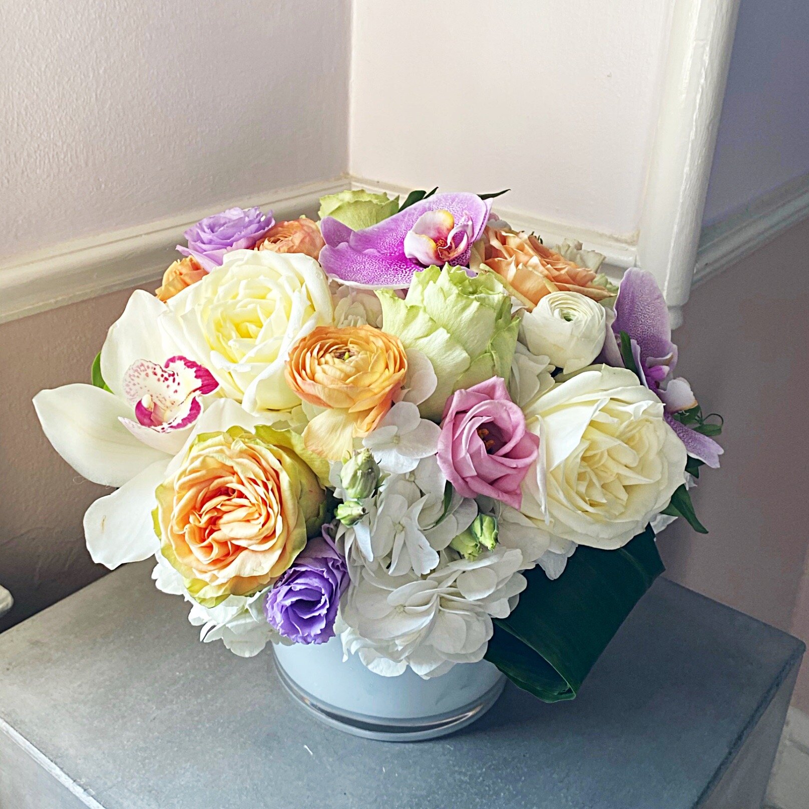 Tight, round, pastel flower delivery- Atelier Ashley Flowers