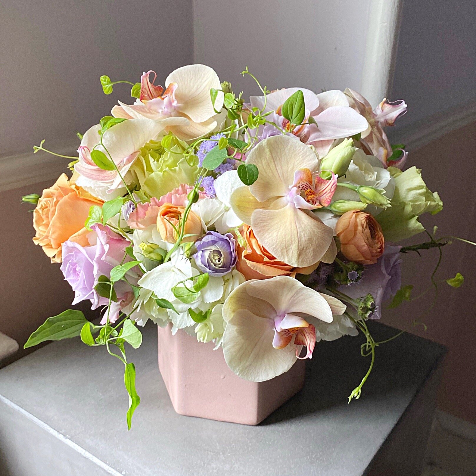 Summer Flower bouquet in Peach and lavender