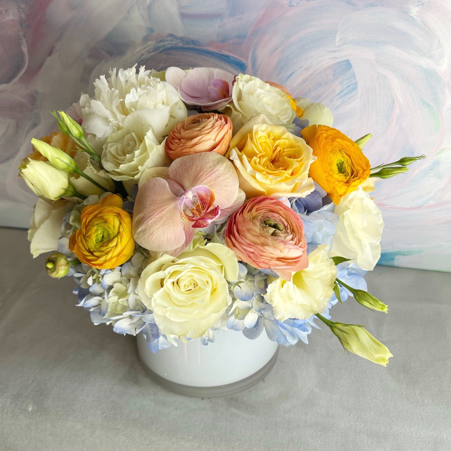  Pastels, Blue and yellow, easter bouquet. 