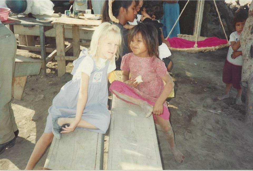 Stephenie Davis with a childhood friend in Mexico.