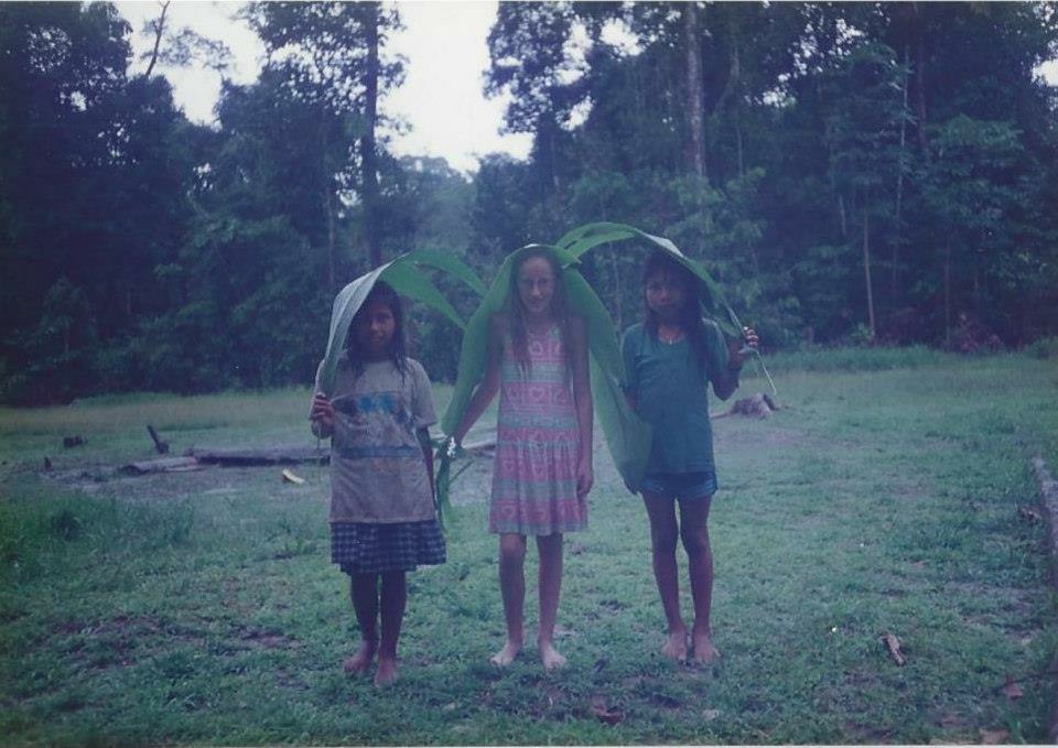 Stephenie Davis with two friends in Ecuador on her 11th birthday.