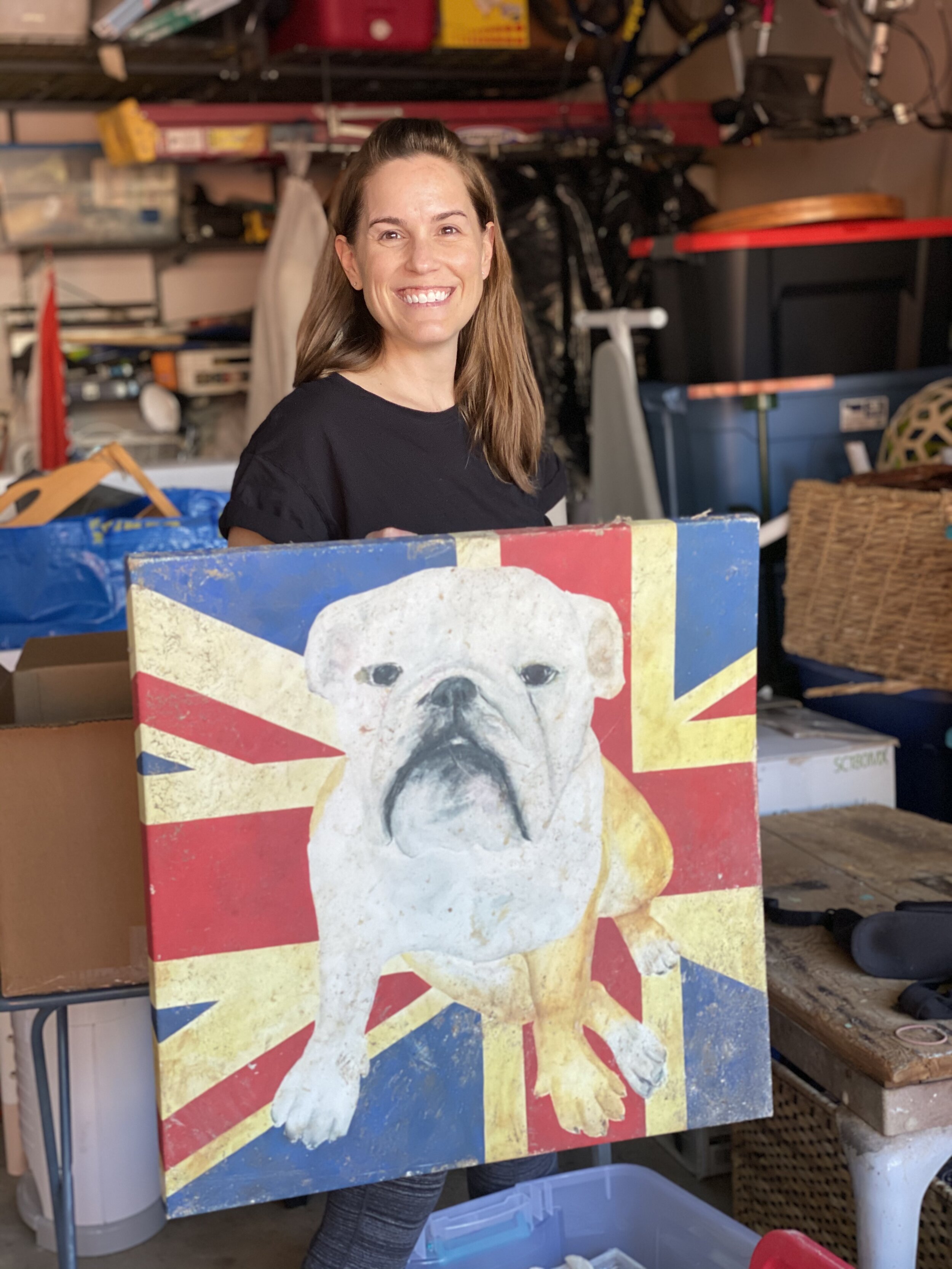  Bulldogs are a major part of the McCormick's family, long before their twins arrived Elizabeth and John were puppy parents. But this print is not their artwork! It blew into their front yard as the tornado passed. 