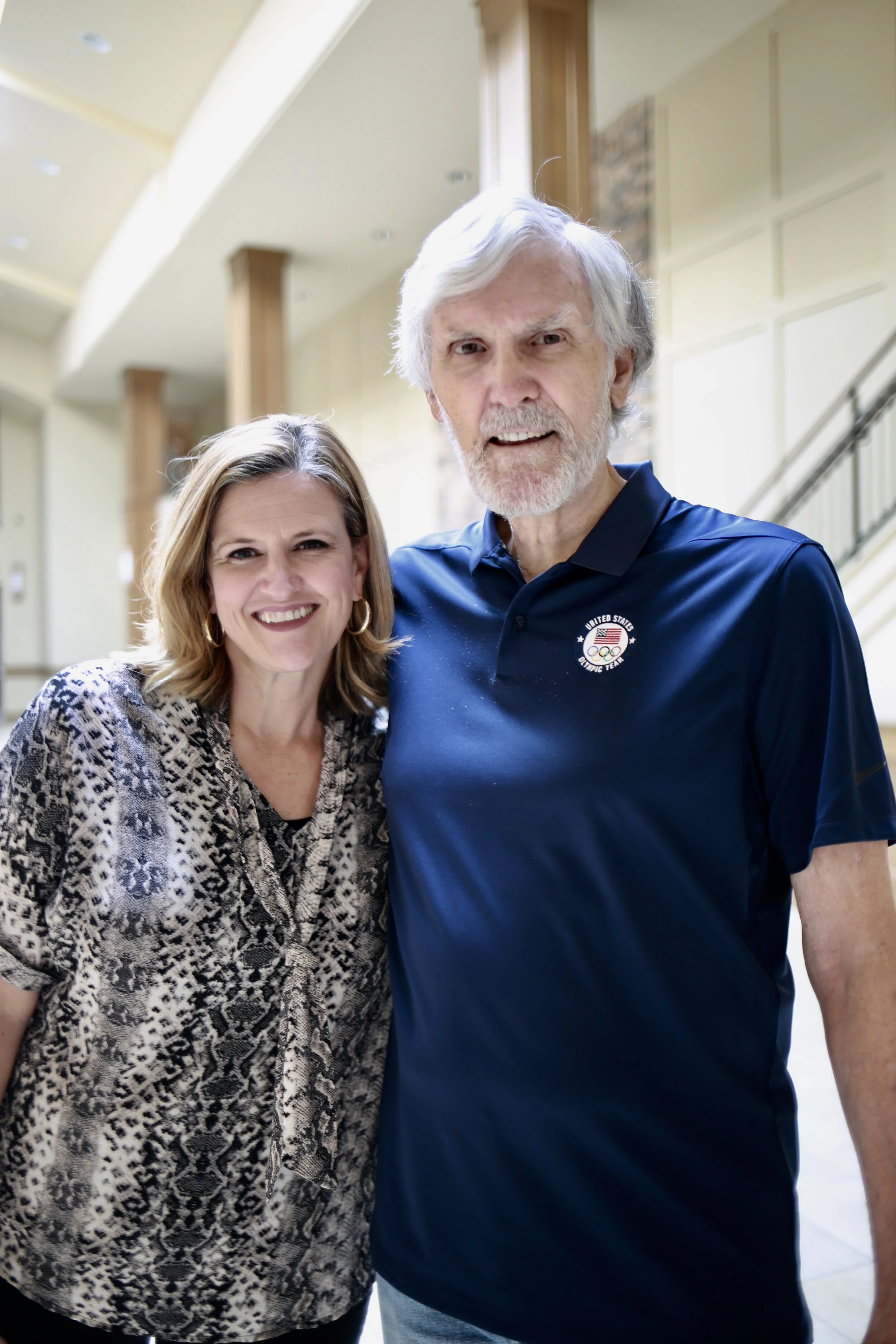 Earl Young with Stacy Losher. Stacy's daughter, Madison, was a match for an infant last year.