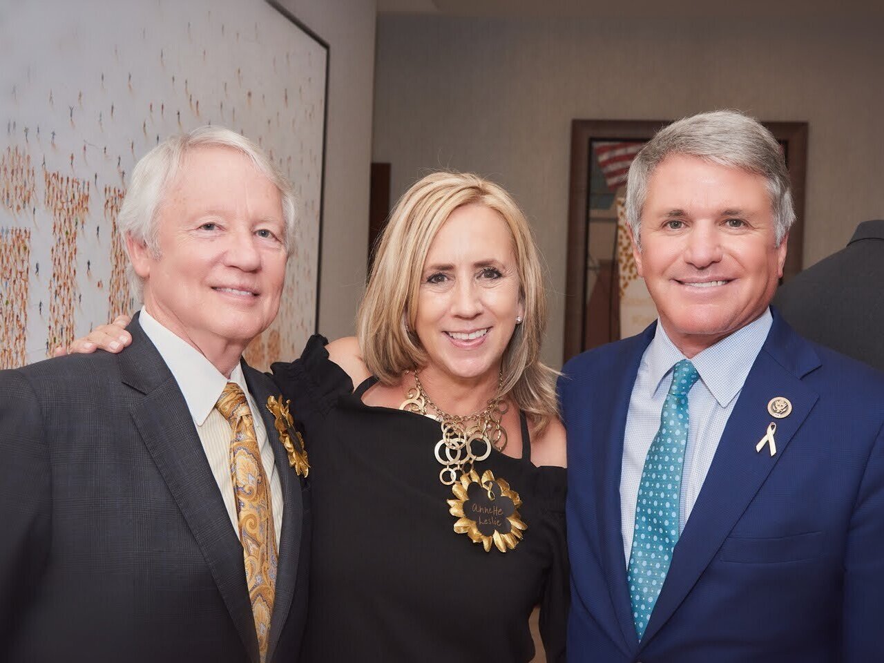 Wayne Roberts, CPRIT CEO, Annette Leslie, CLF- Founder, and Congressman Michael McCaul, Founder Congressional Childhood Cancer Caucus. Photo courtesy of Carson Leslie Foundation.
