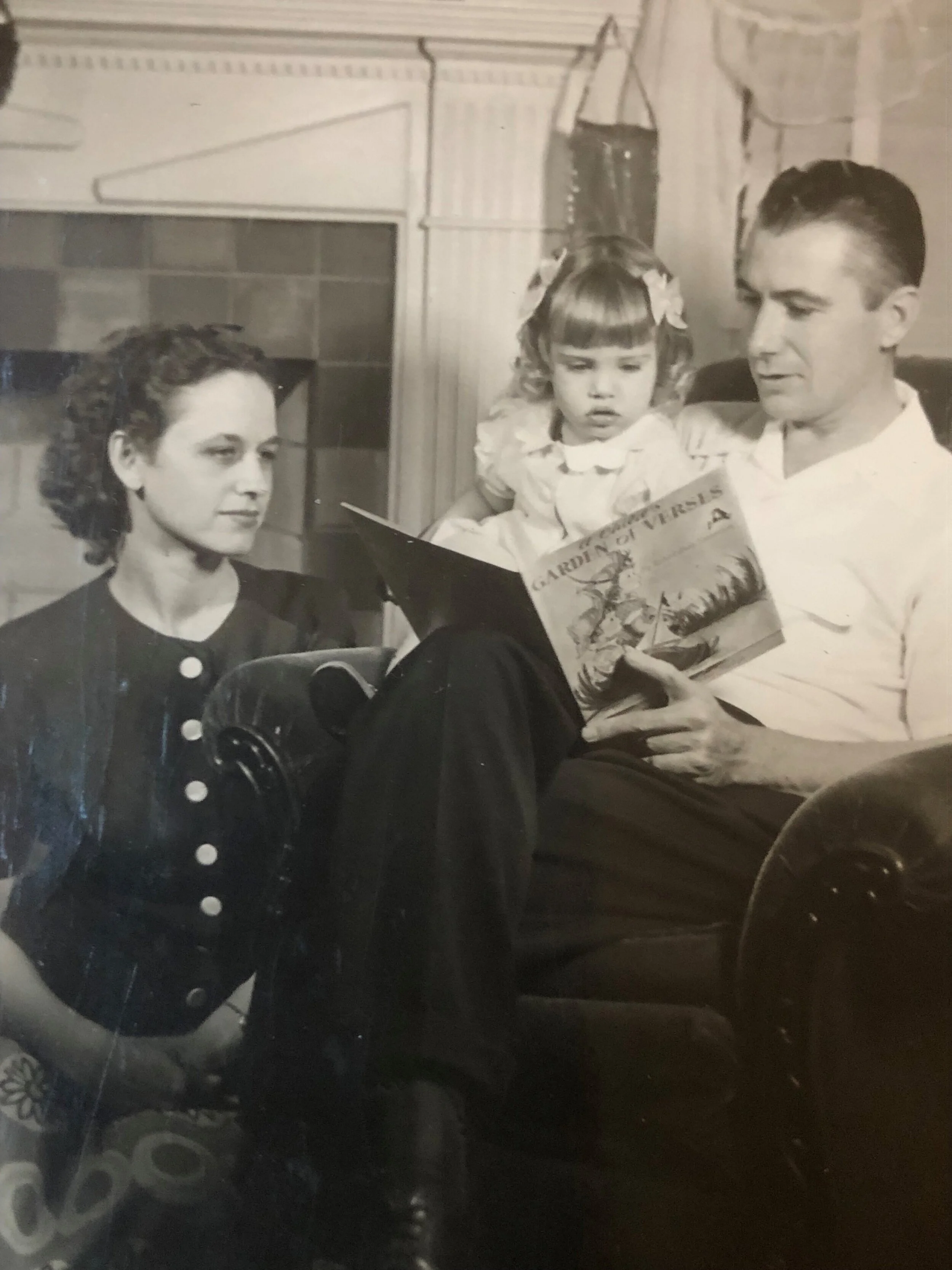 Carmyn Neely, with her new adoptive parents in 1945.