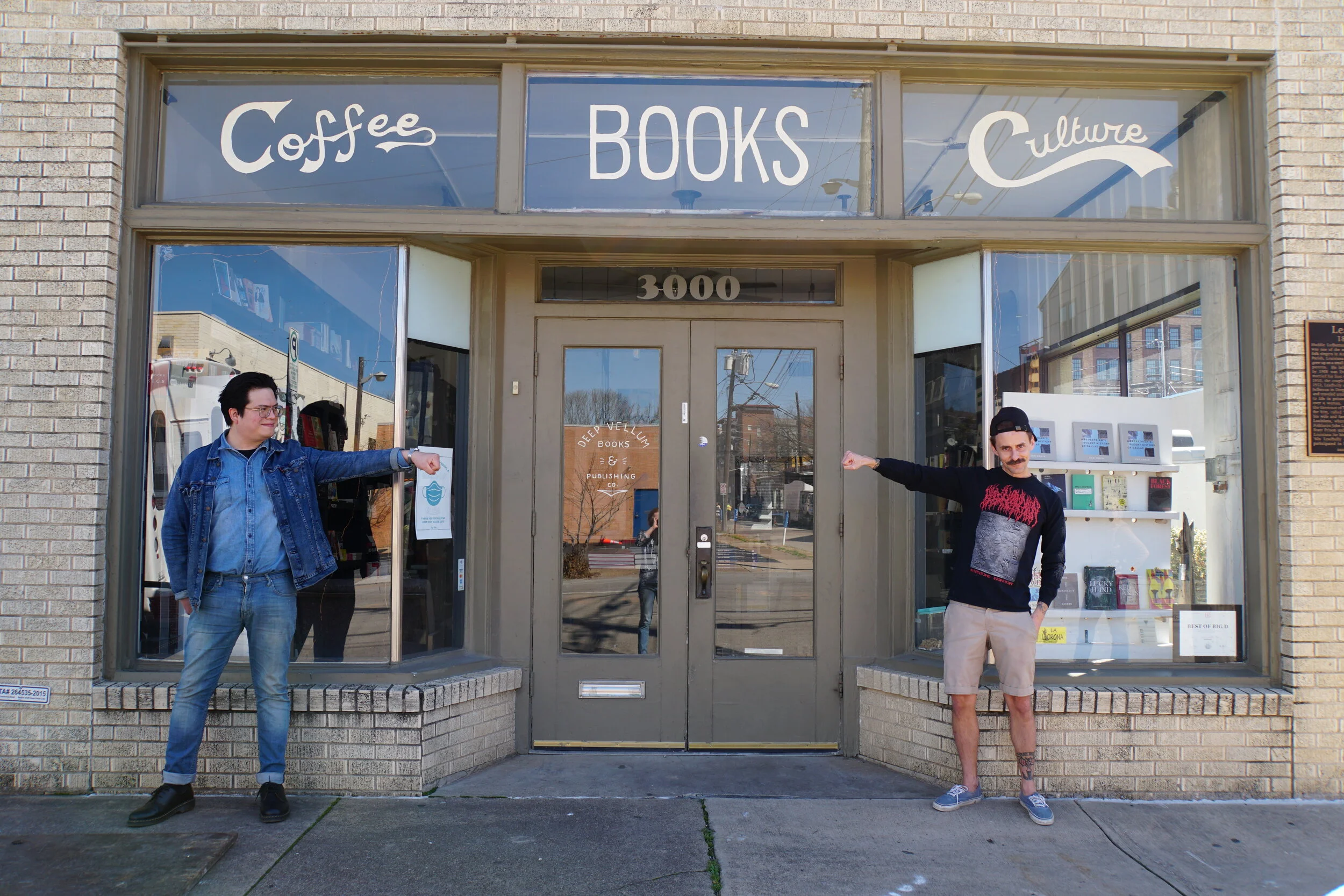 L to R: Sebastián Hasani Páramo, Poetry Editor at Deep Vellum and Will Evans, Founder and Publisher