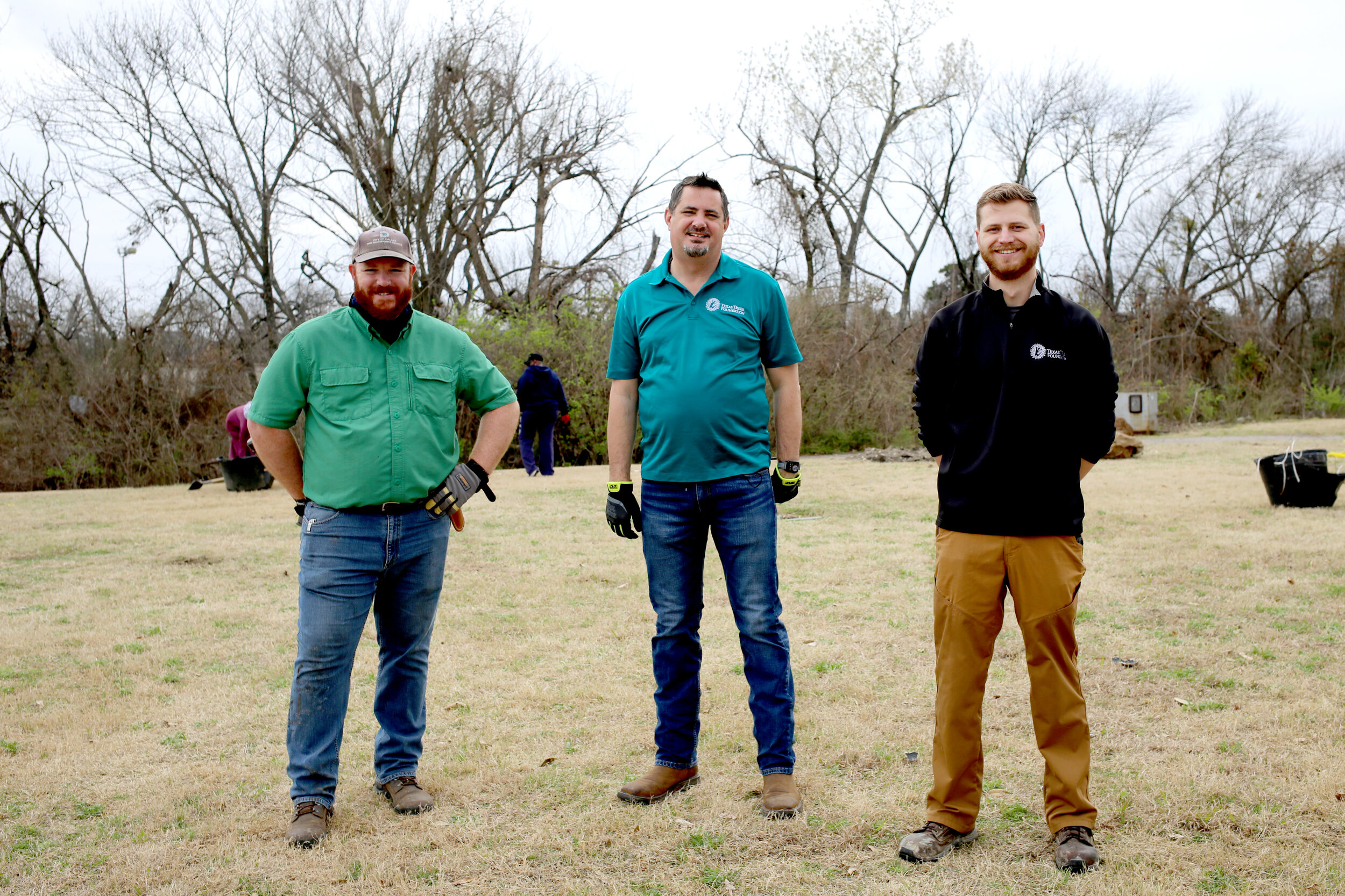 (Left to Right) Chris McMaster, City Forester, Park and Recreation Department; Norm Daley, Director of Operations, Texas Trees Foundation; Zach Wirtz, Urban Forestry Manager, Texas Trees Foundation