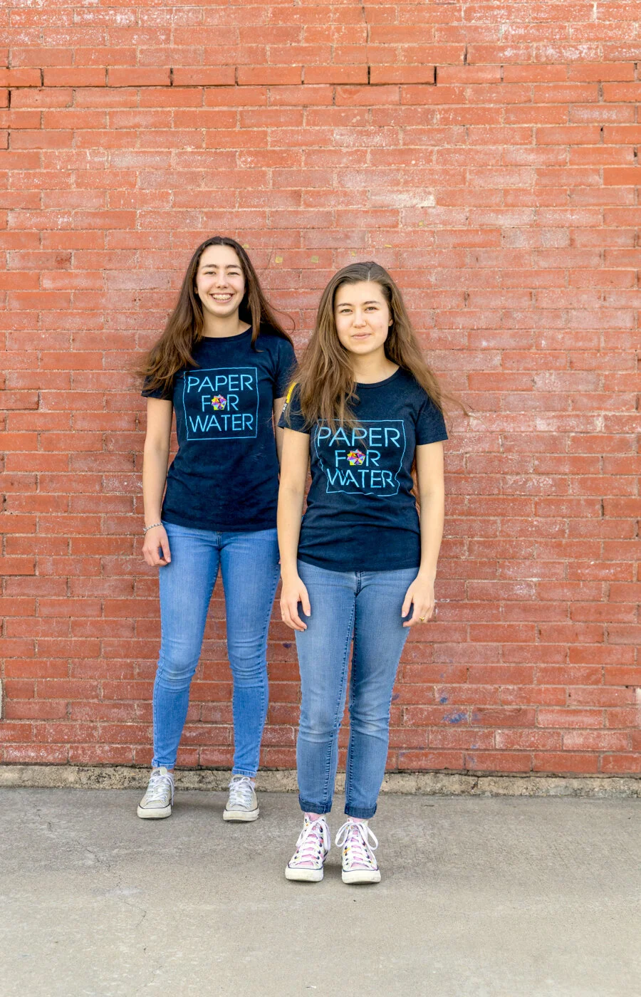 Katherine (L) and Isabelle Adams (R), founder of Paper for Water.