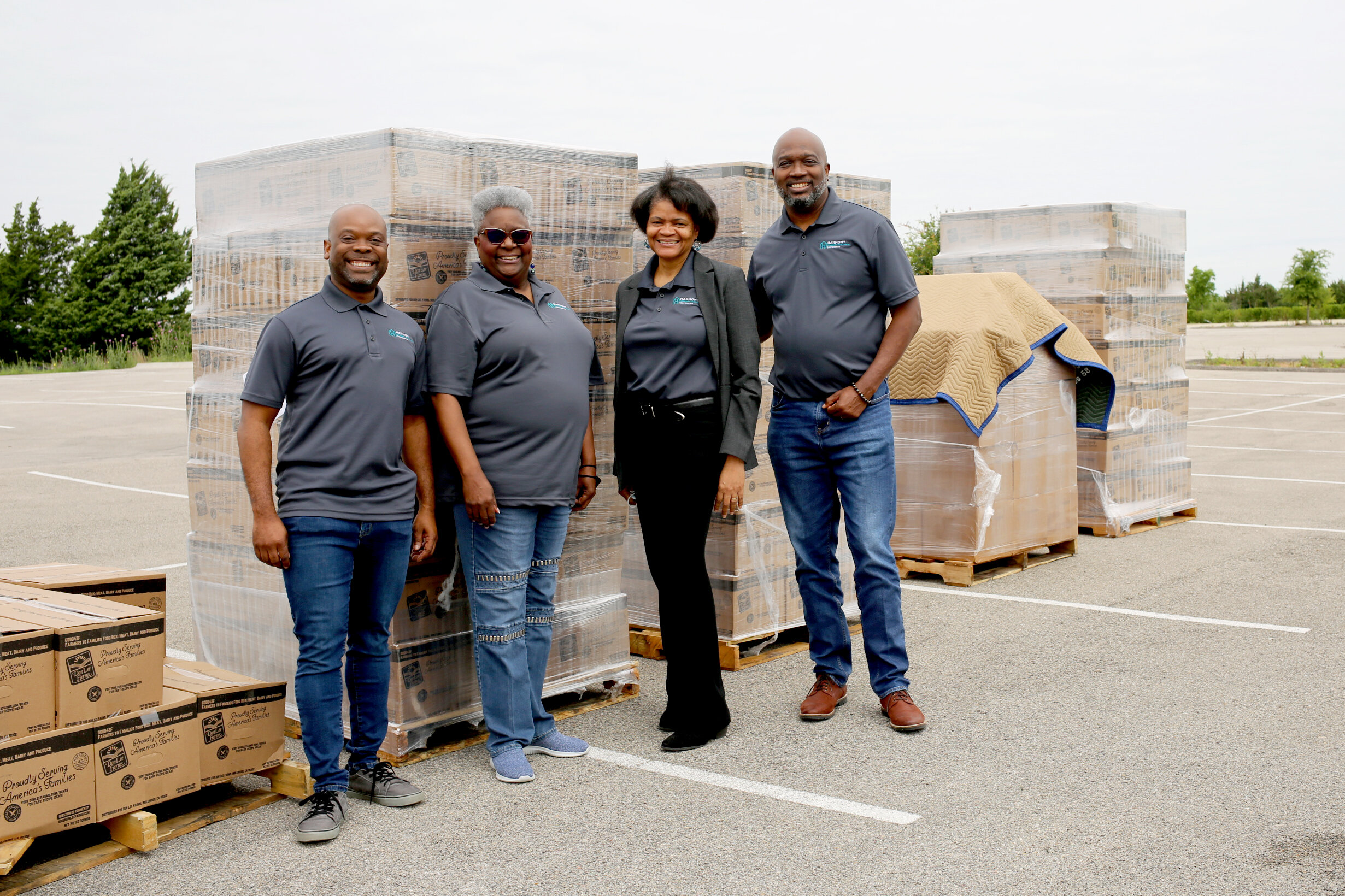 Harmony CDC staff at a food distribution event.