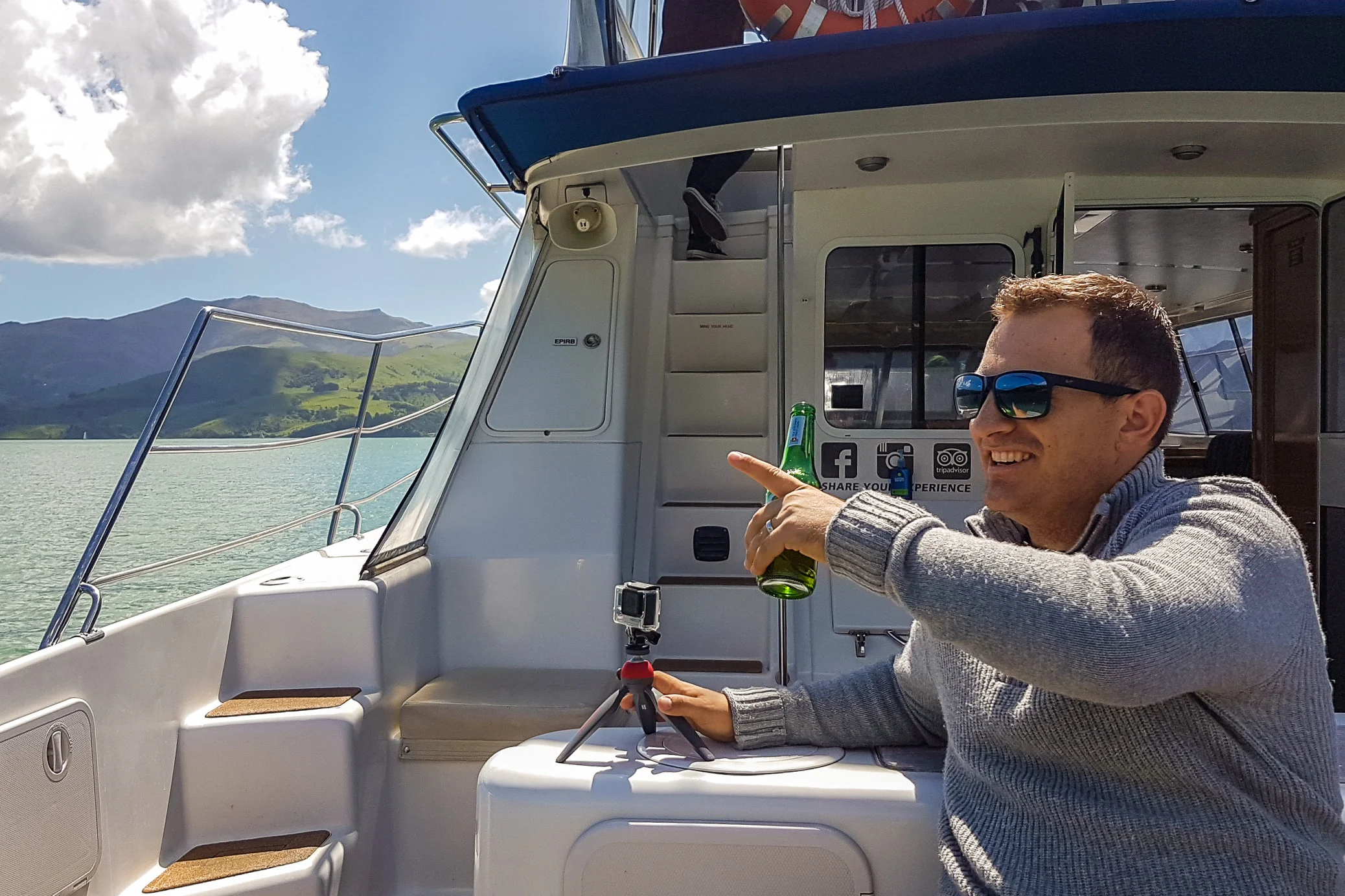 Enjoying the Akaroa Dolphin nature cruise.