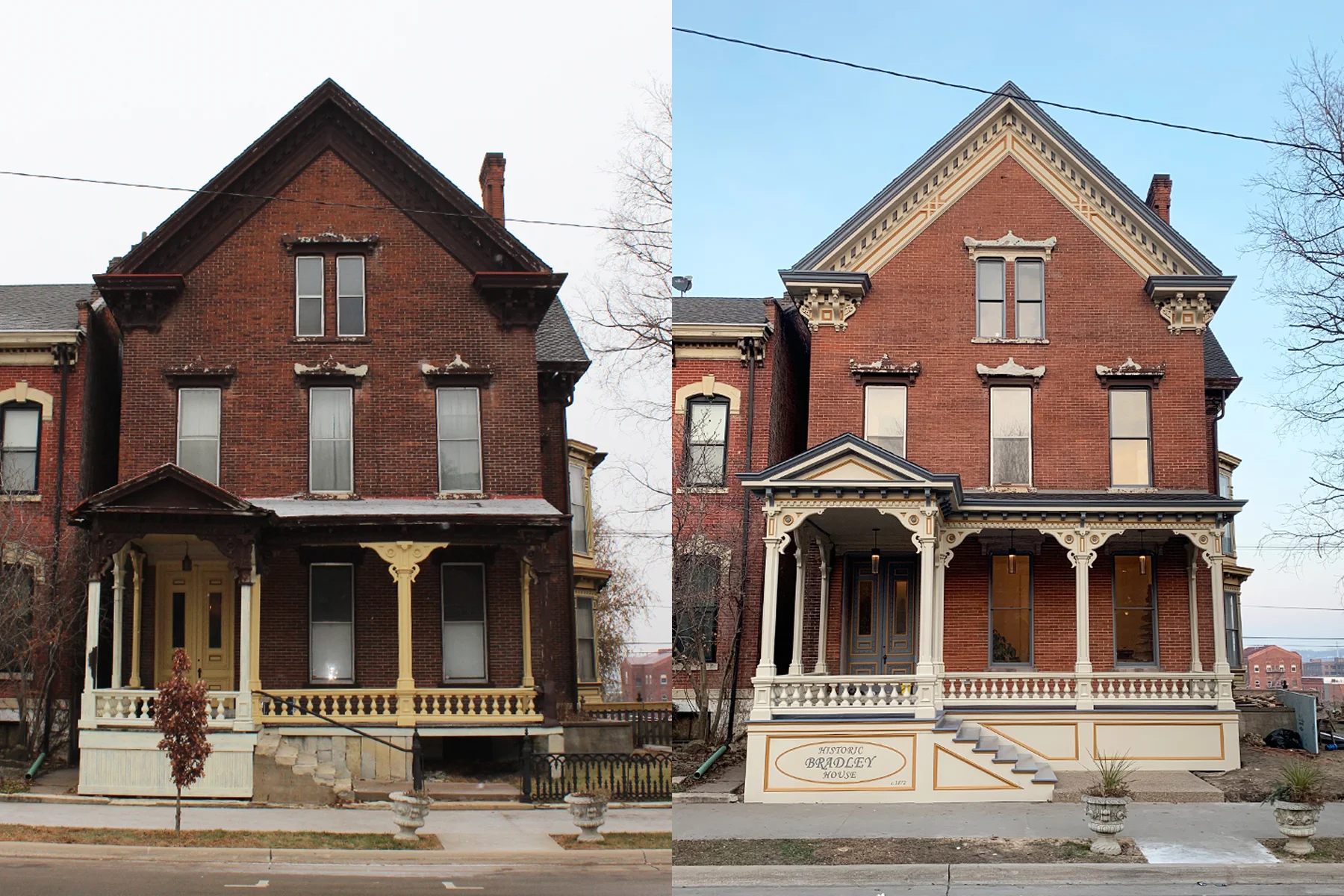 BEFORE & AFTER our restoration at 1268 Locust Street.