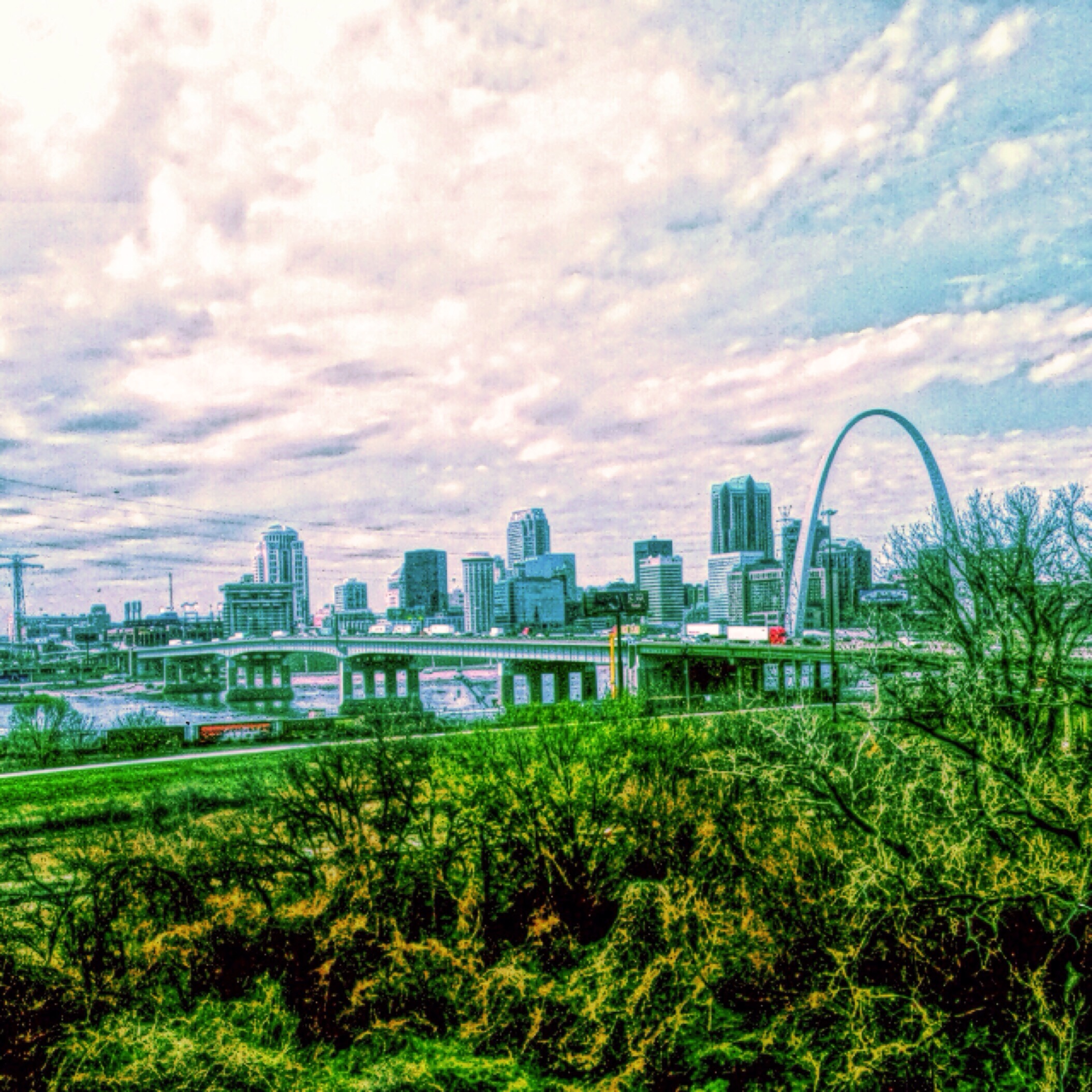 Downtown St. Louis looking magical from the train :-).