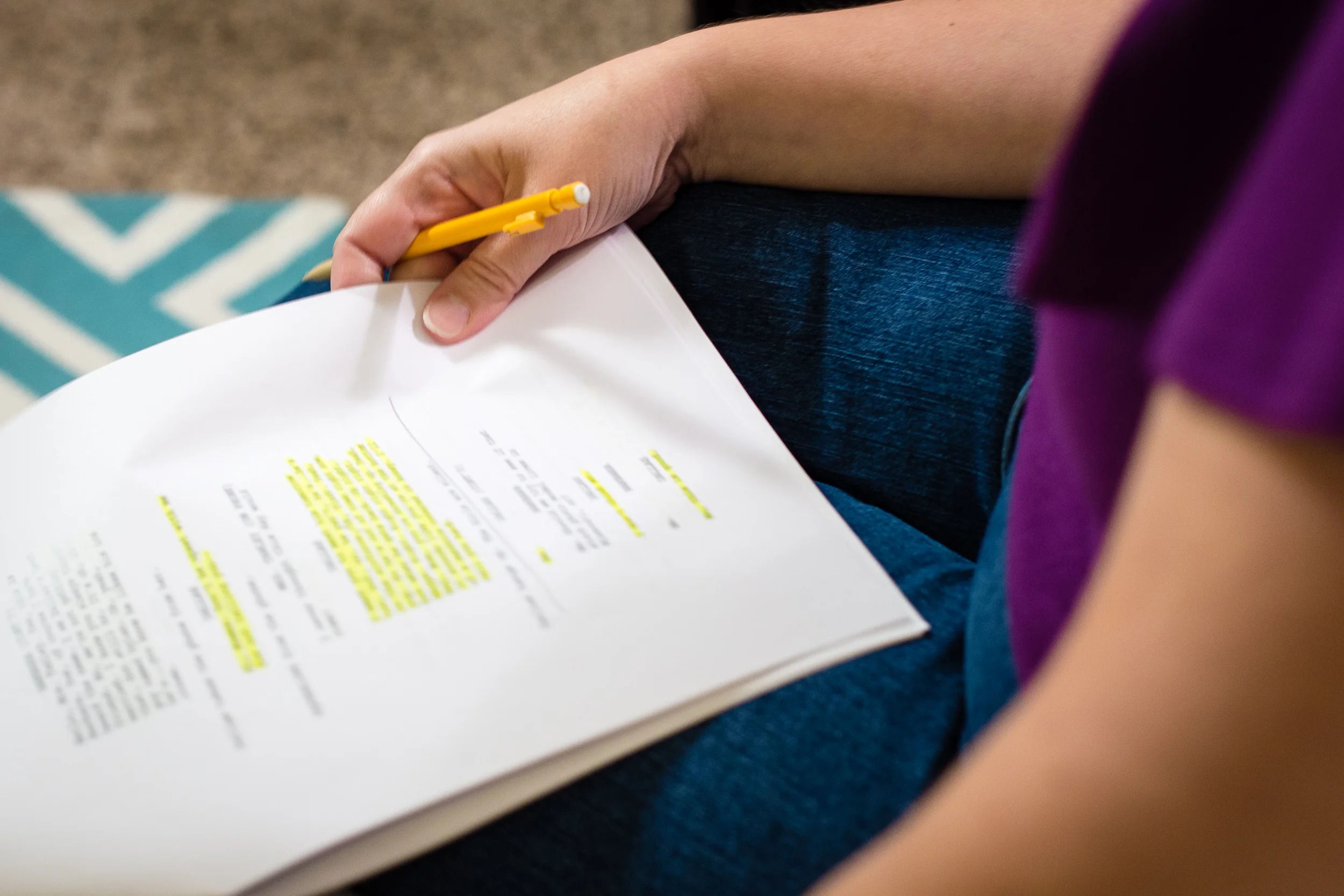 Day 1: Trish with script.