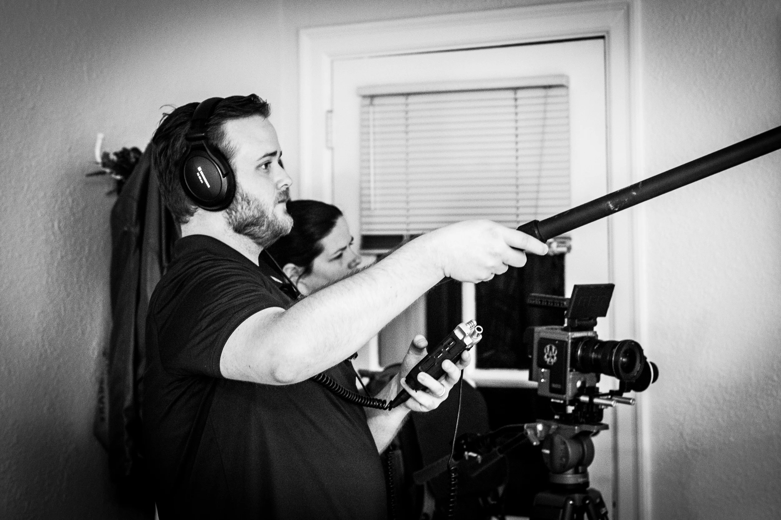 Day 1: Boom Operator Kyle Whitney with Director/Editor Katie Stanley.