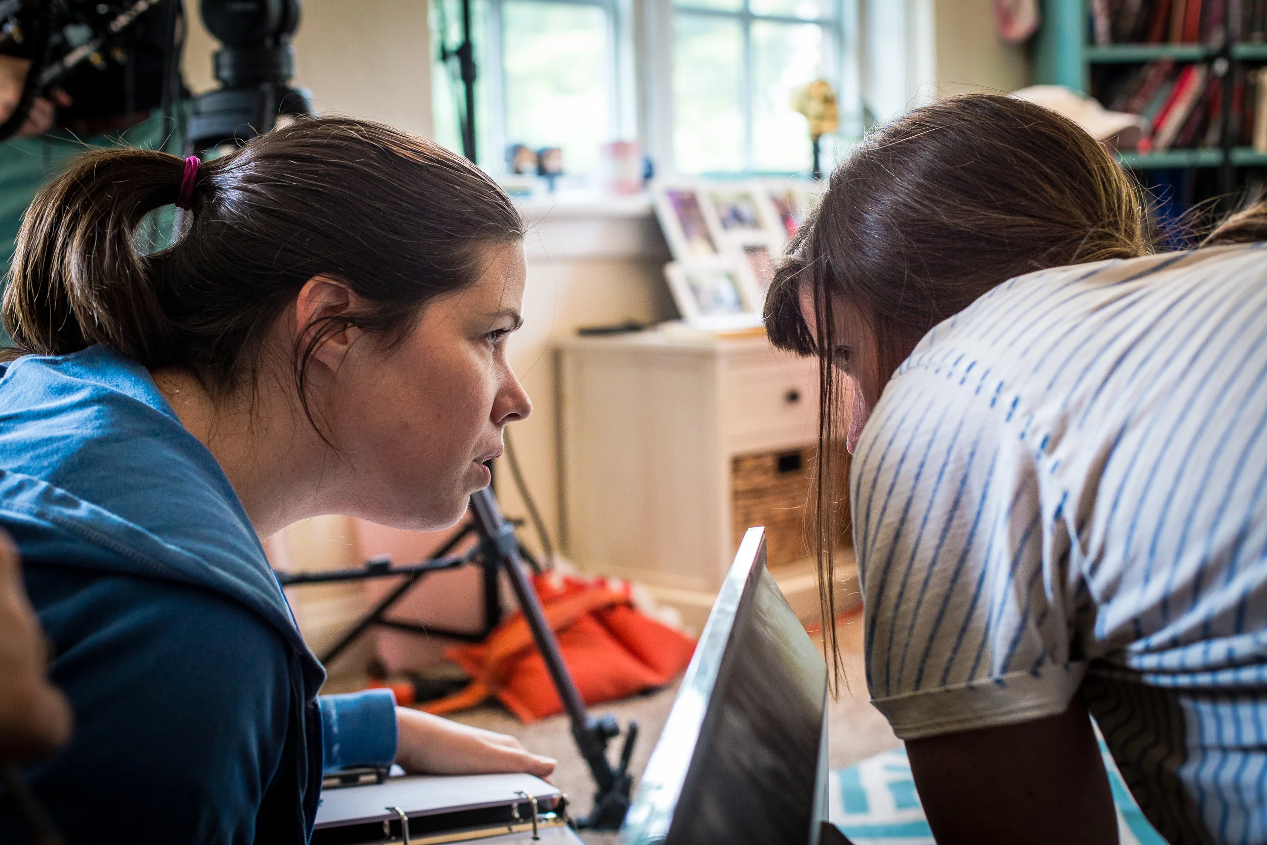 Day 3: Director/Editor Katie Stanley and Co-Creator/Writer Alice Stanley Jr. conferring.