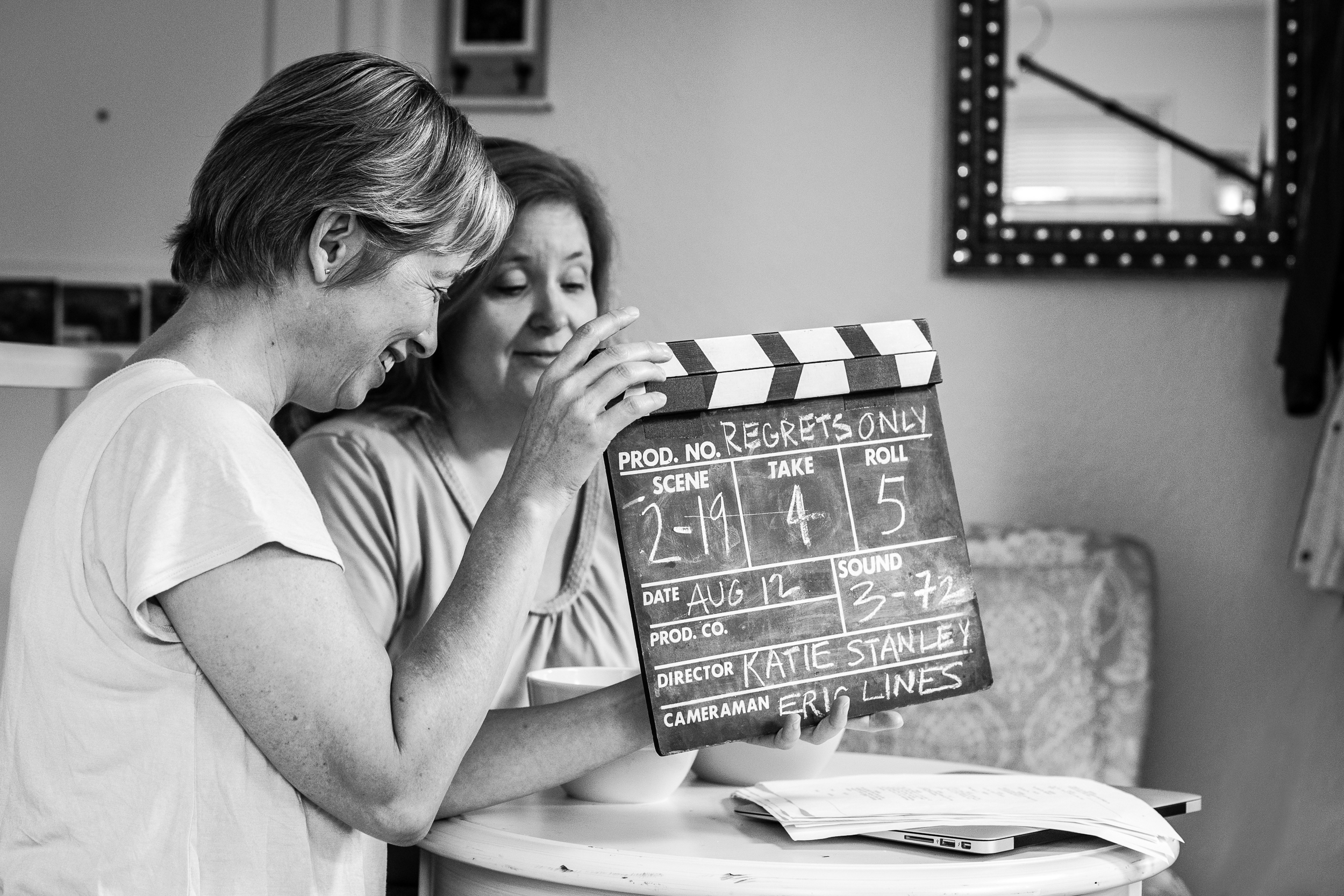 Day 4: Chrissy Steele and Trish Brown with the clapboard.