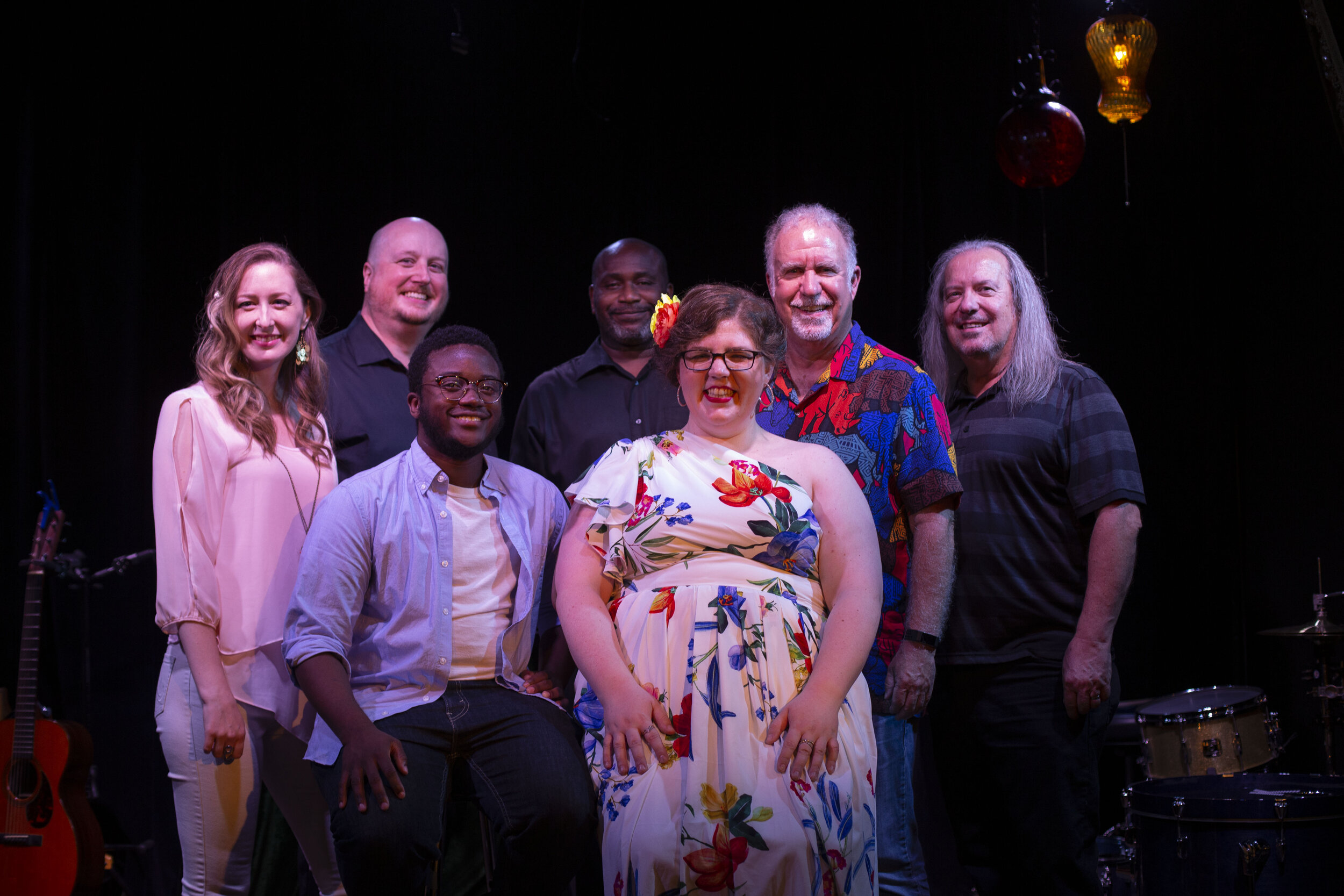  My most wonderful guest performers! Clockwise from bottom left:  J. Michael ,  Janet Evra , Nathan Coleman,  Keith Evans ,  Chris Griffith ,  Steve Krenski , and Holly Barber. PC:  August Oldelm    