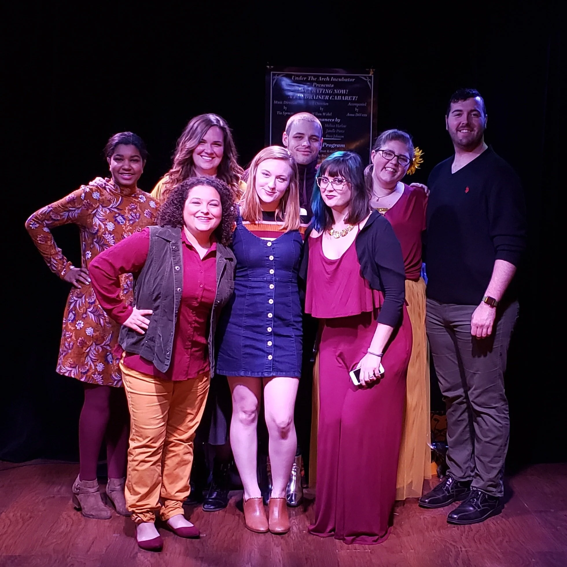 Cast of the Under the Arch Incubator’s inaugural cabaret, “Incubating Now!,” which premiered on Thursday, November 7 at the Monocle in St. Louis!