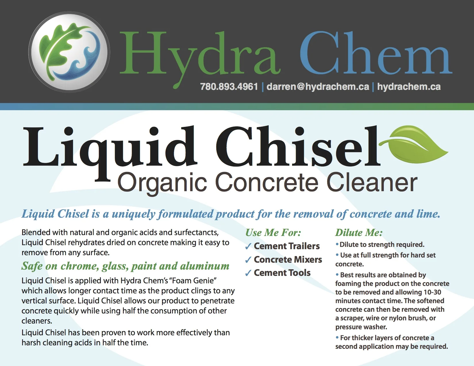 Liquid Chisel, Organic Concrete Cleaner, Concrete Cleaning Foam — HYDRA