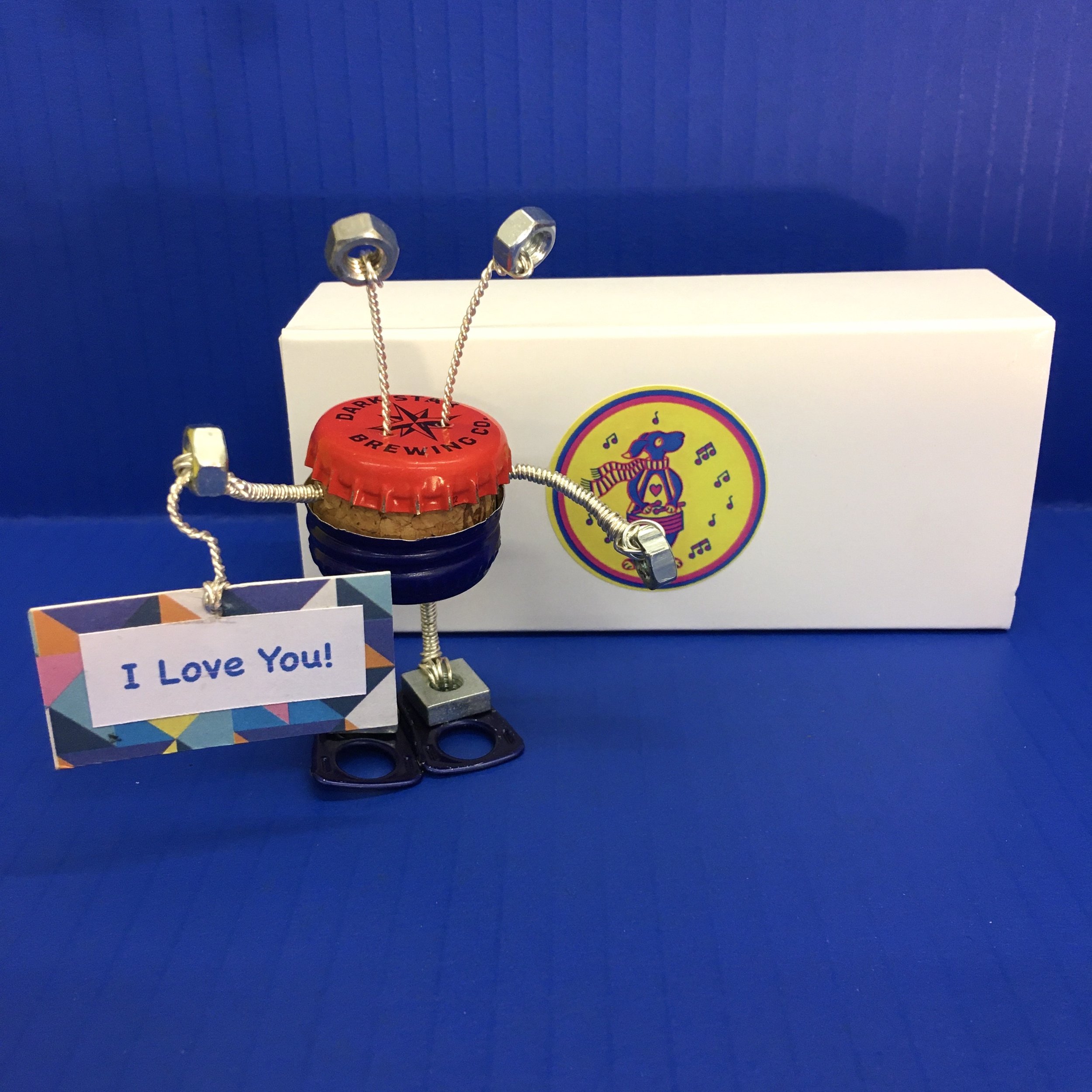 Junk Alien No. 15 - Blue background - Front of box with sign - I Love You.jpeg
