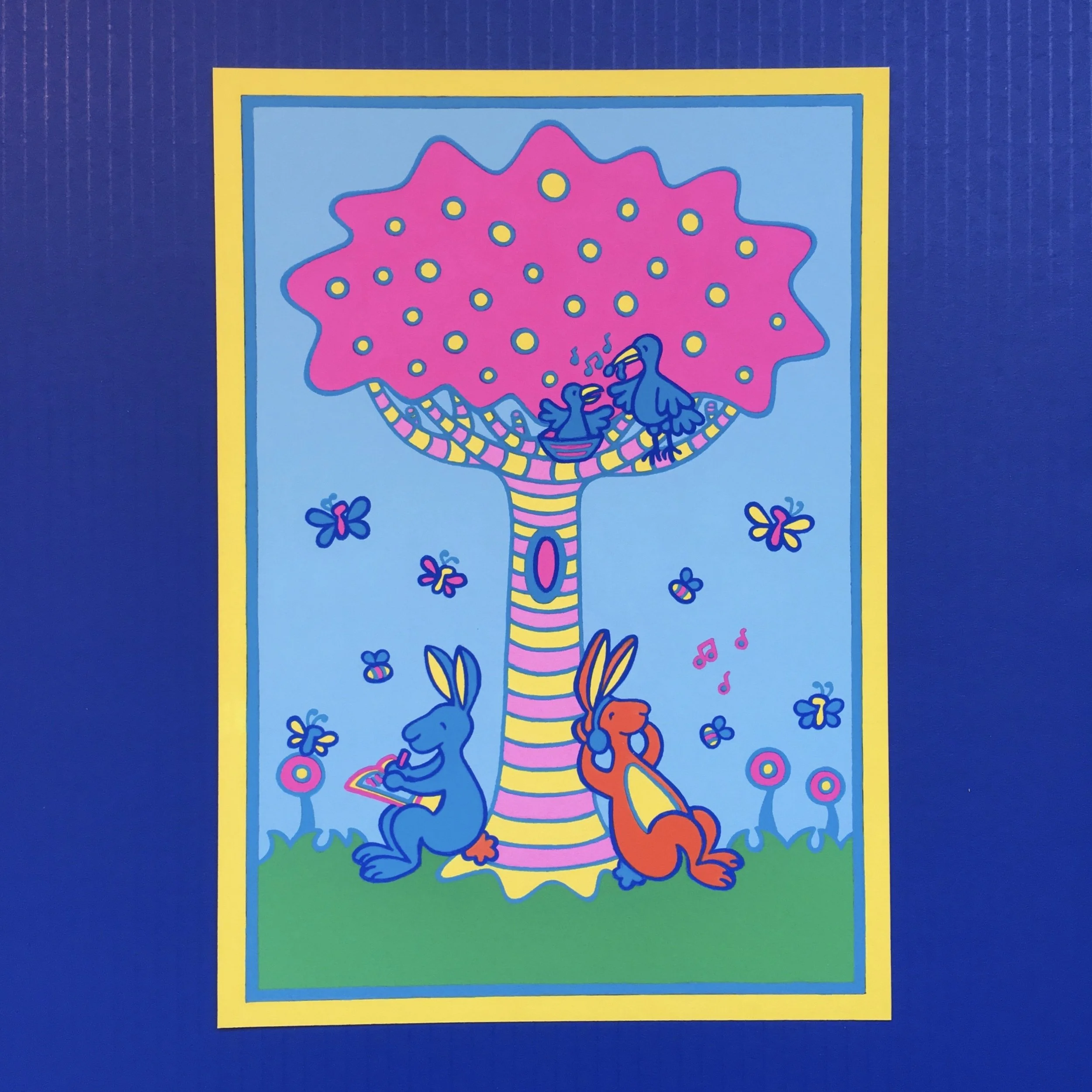 A4 Giclée Print - Rabbits On A Lazy Spring Afternoon