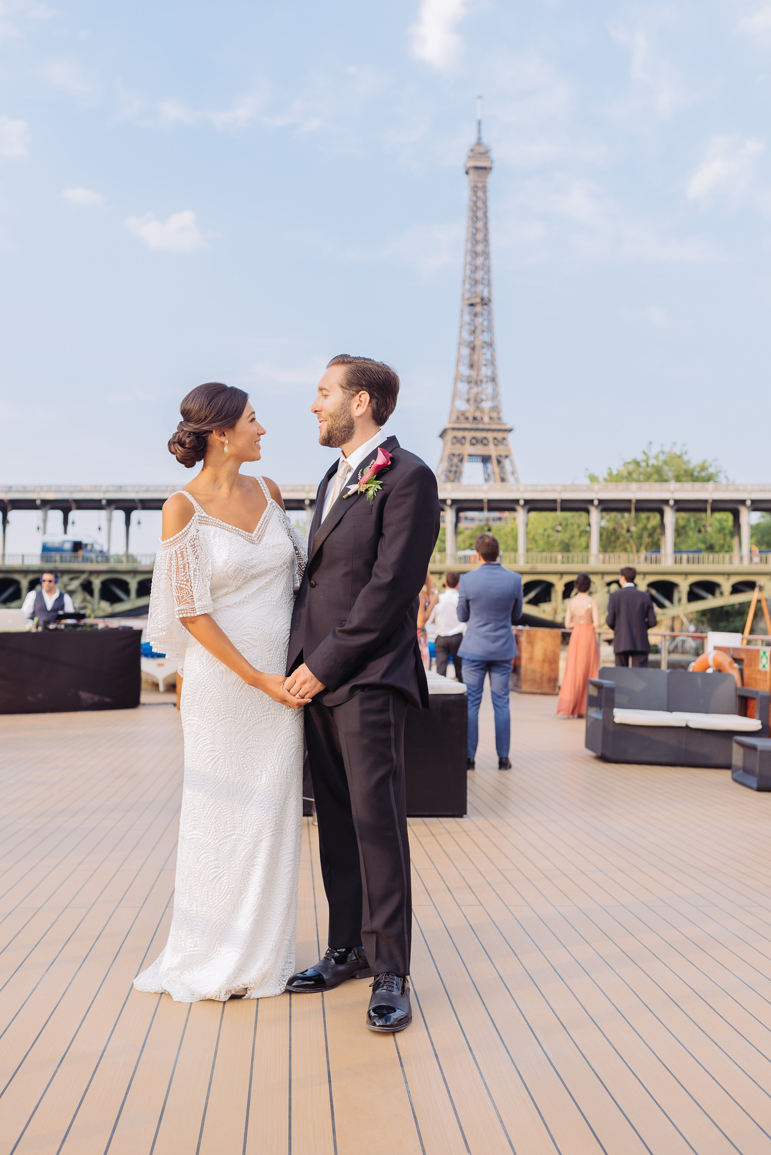 Paris Destination Wedding Reception on a River Seine Cruise-1, Hair and makeup by Onorina Jomir Beauty