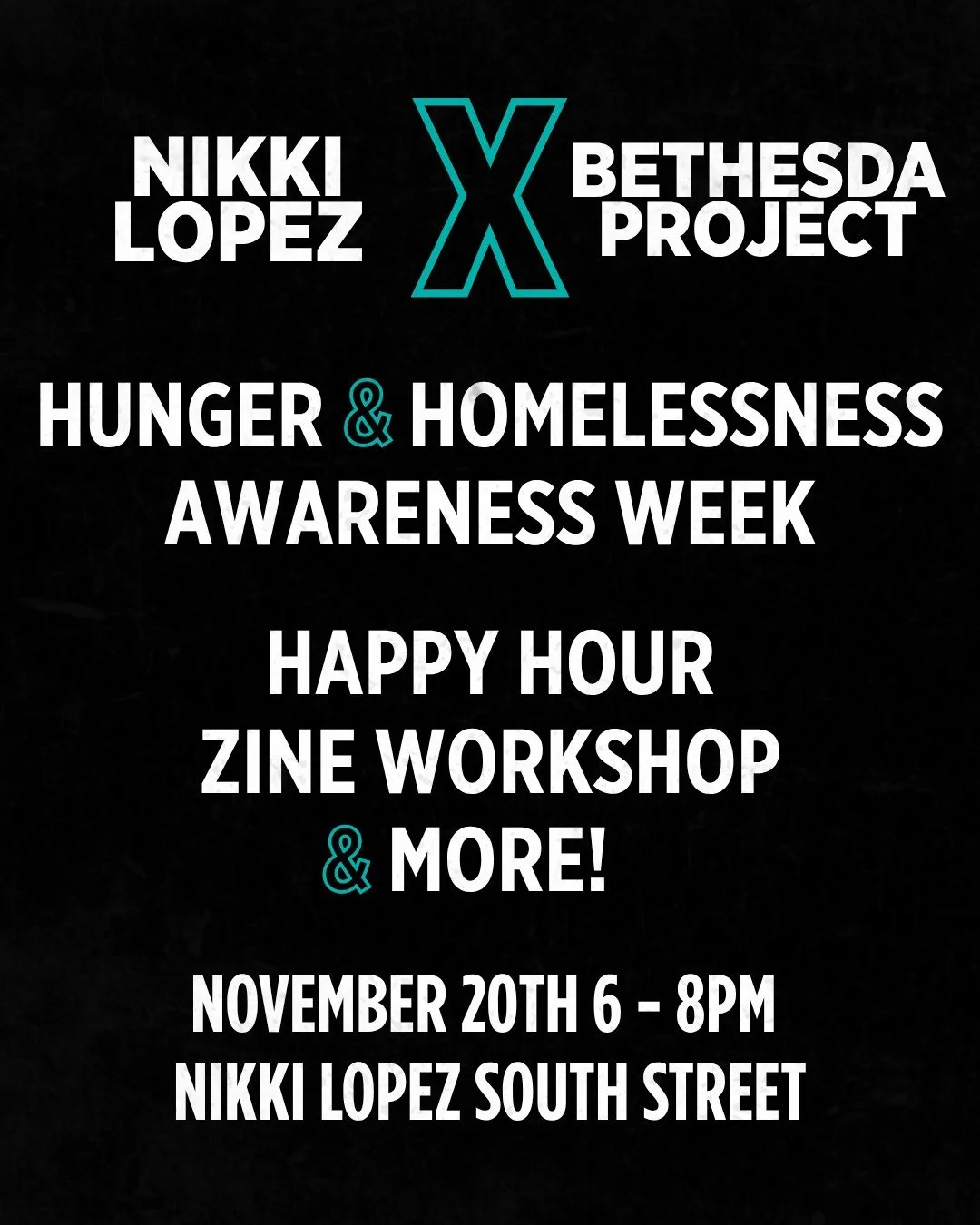 Rock n Roll vibes for a great cause! Join us for Happy Hour on November 20 from 6-8pm at @nikkilopezphilly as a part of our #NHHA Week programming! Enjoy a zine-making workshop led by Philadelphia photographer @andrewpiccone where participants will h