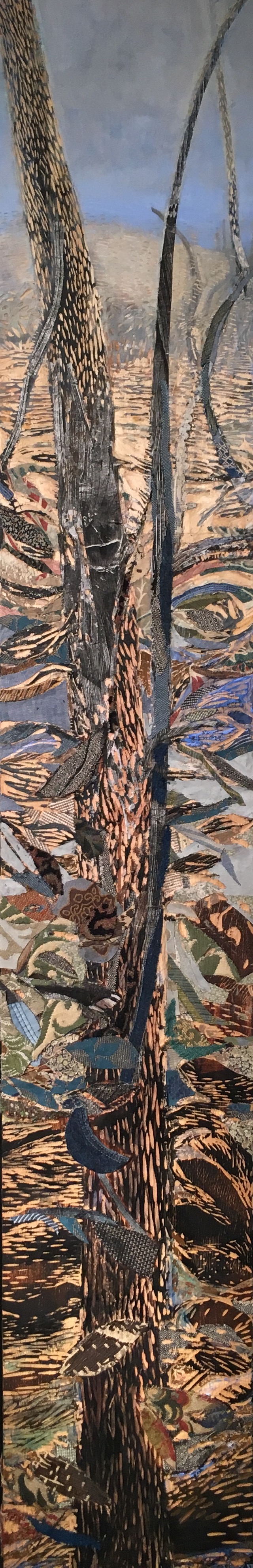   Lone Stand , detail view, 2016, mixed media on carved wood panel, 91 x 12 x 2.5 inches. Collection of Walton Arts Center, Fayetteville, Arkansas. 