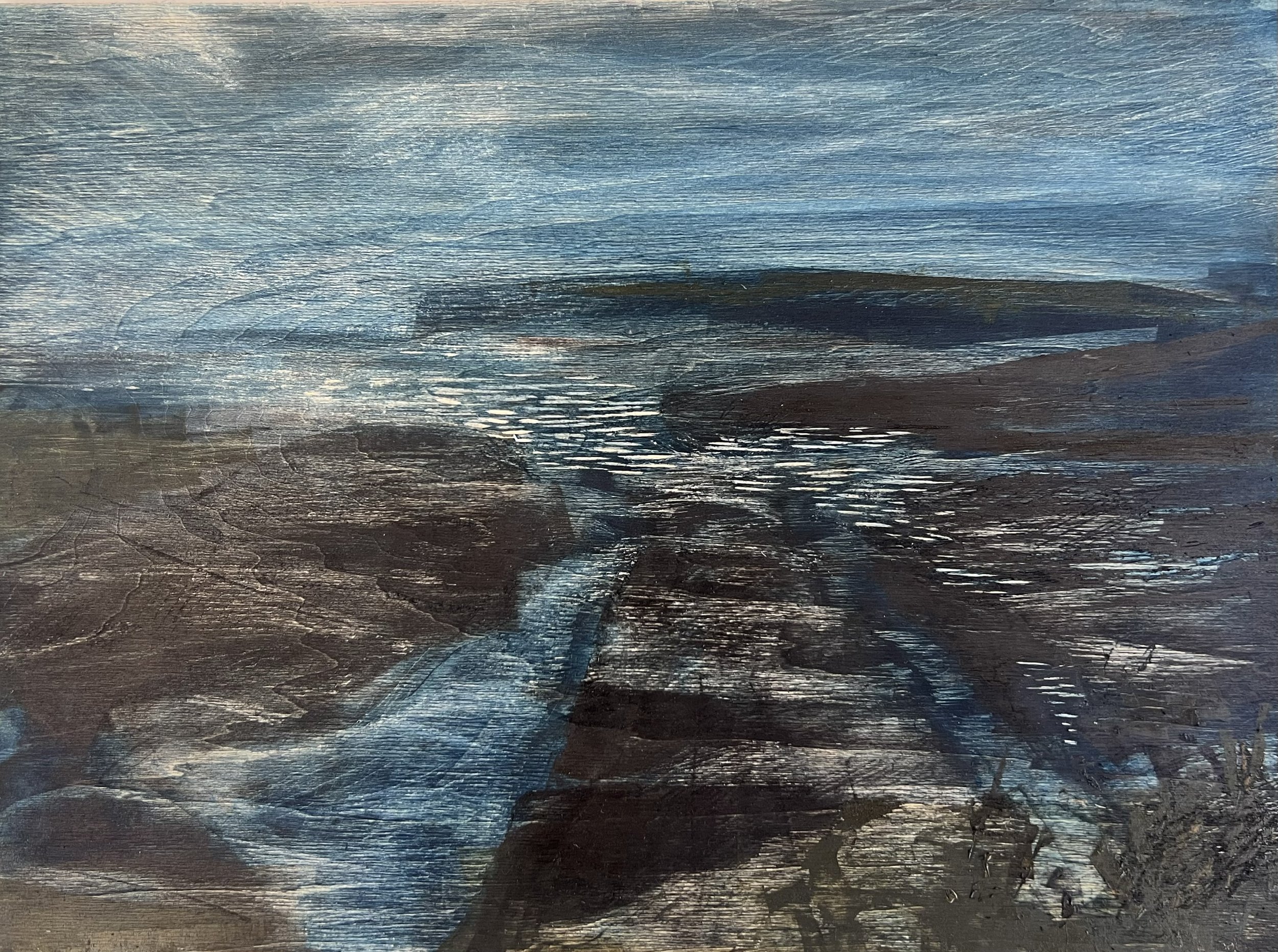 3.Twilight.mixed media on carved wood. 11.5 x16.inches.soldKL.jpg