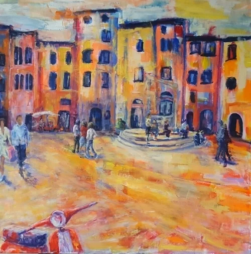 italy, people in the town square