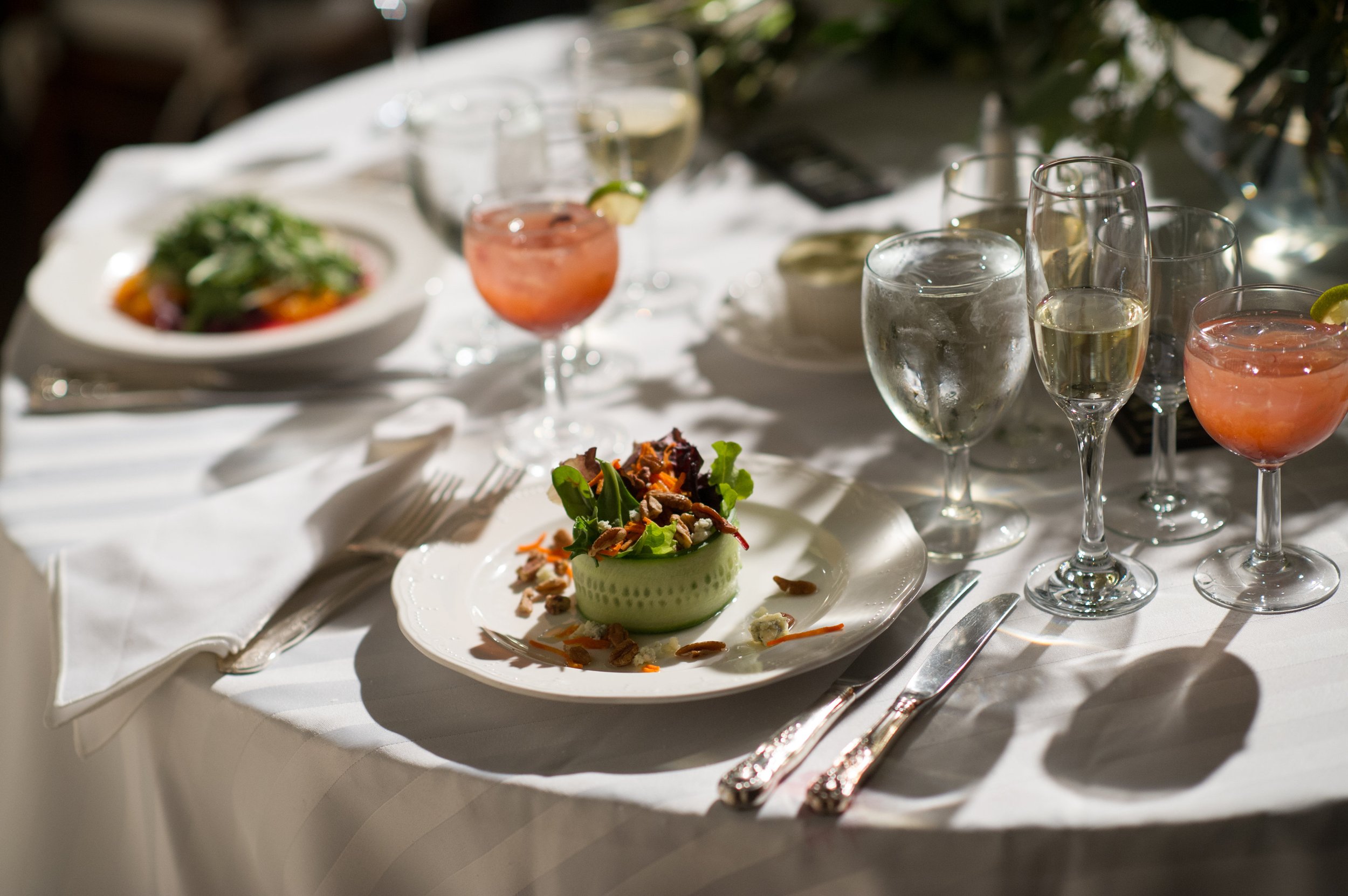 Elegant plated meal event dinner