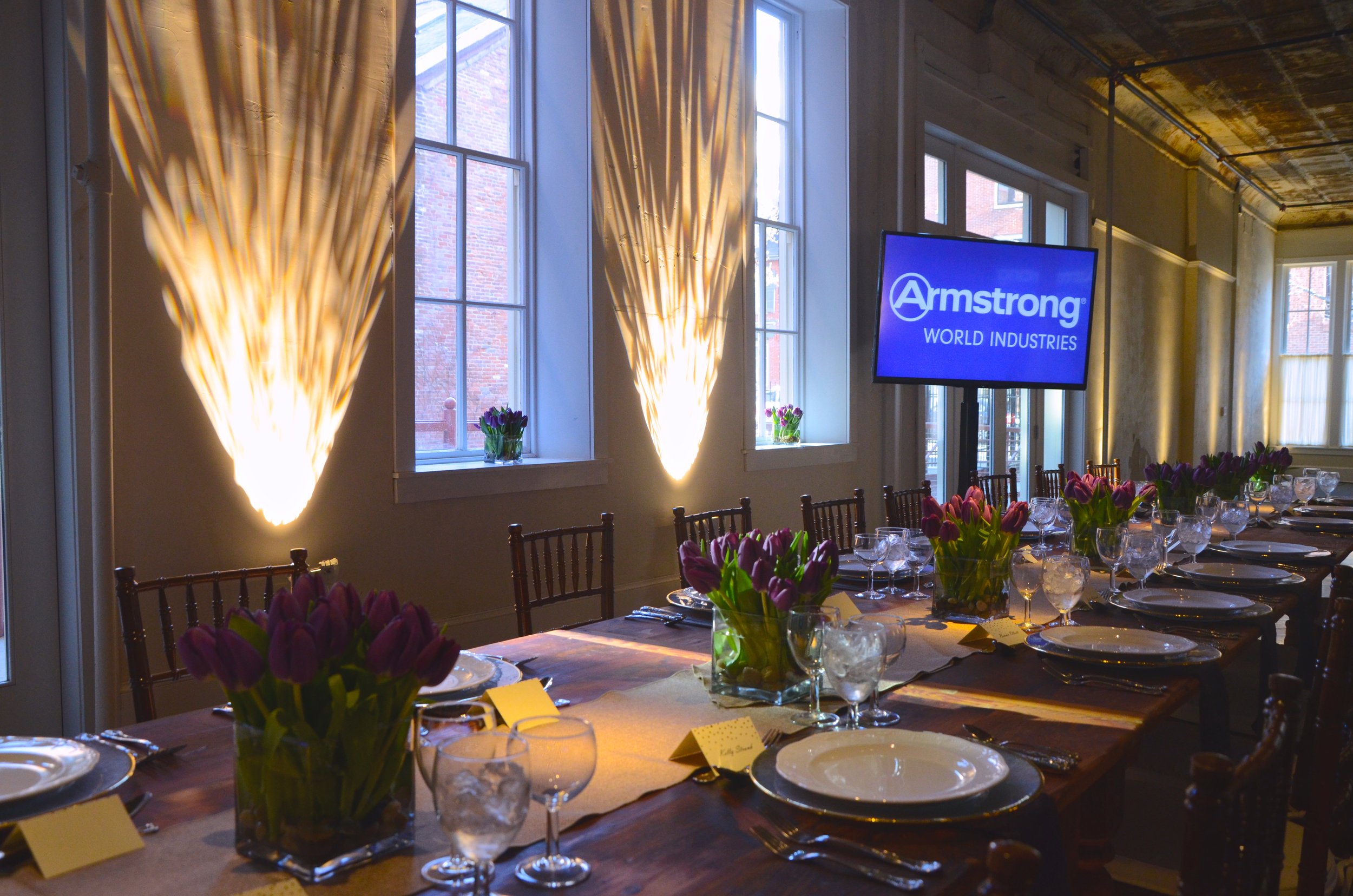Armstrong corporate event dinner table reception
