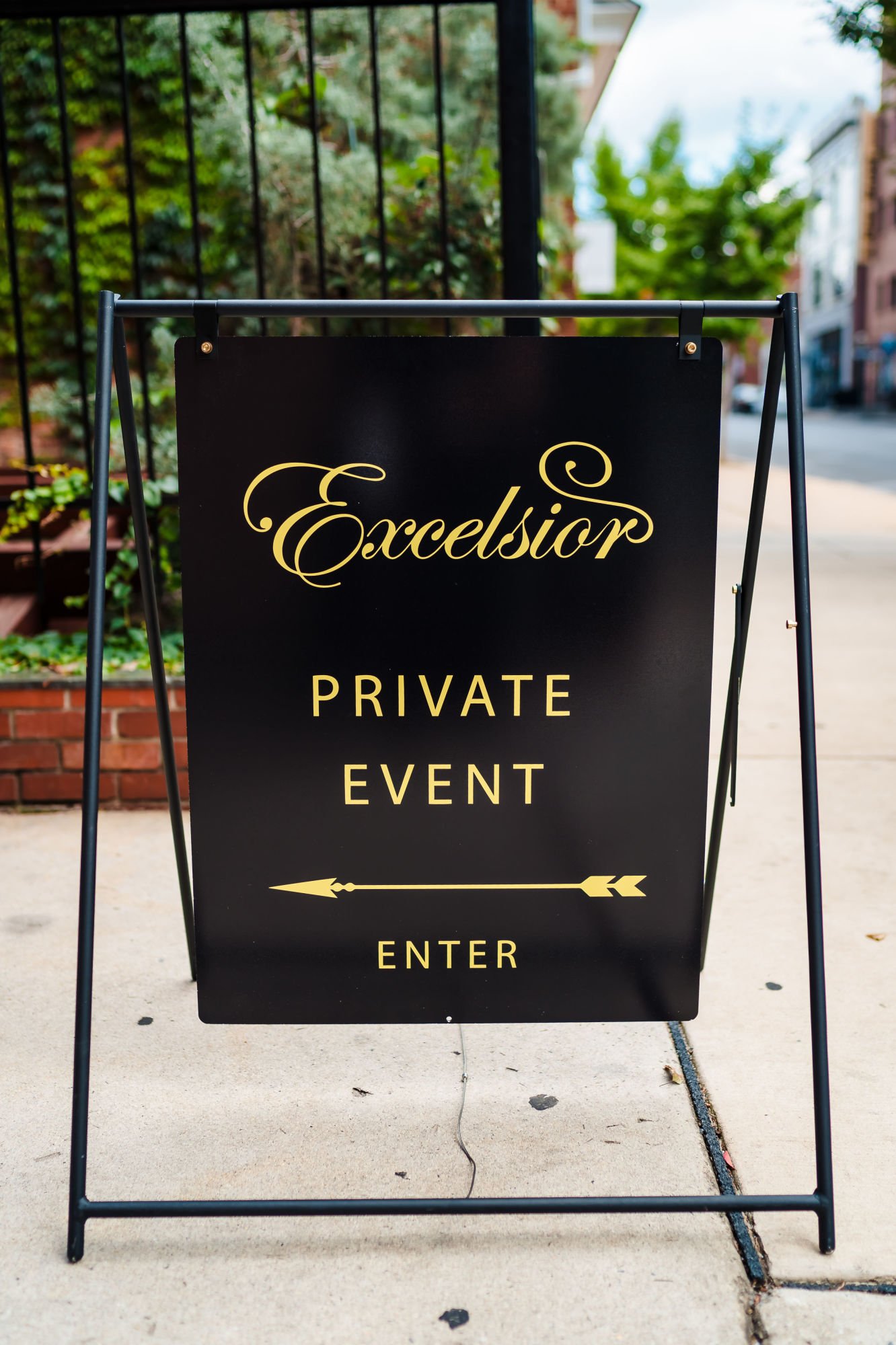 Luxe private event sign at Excelsior